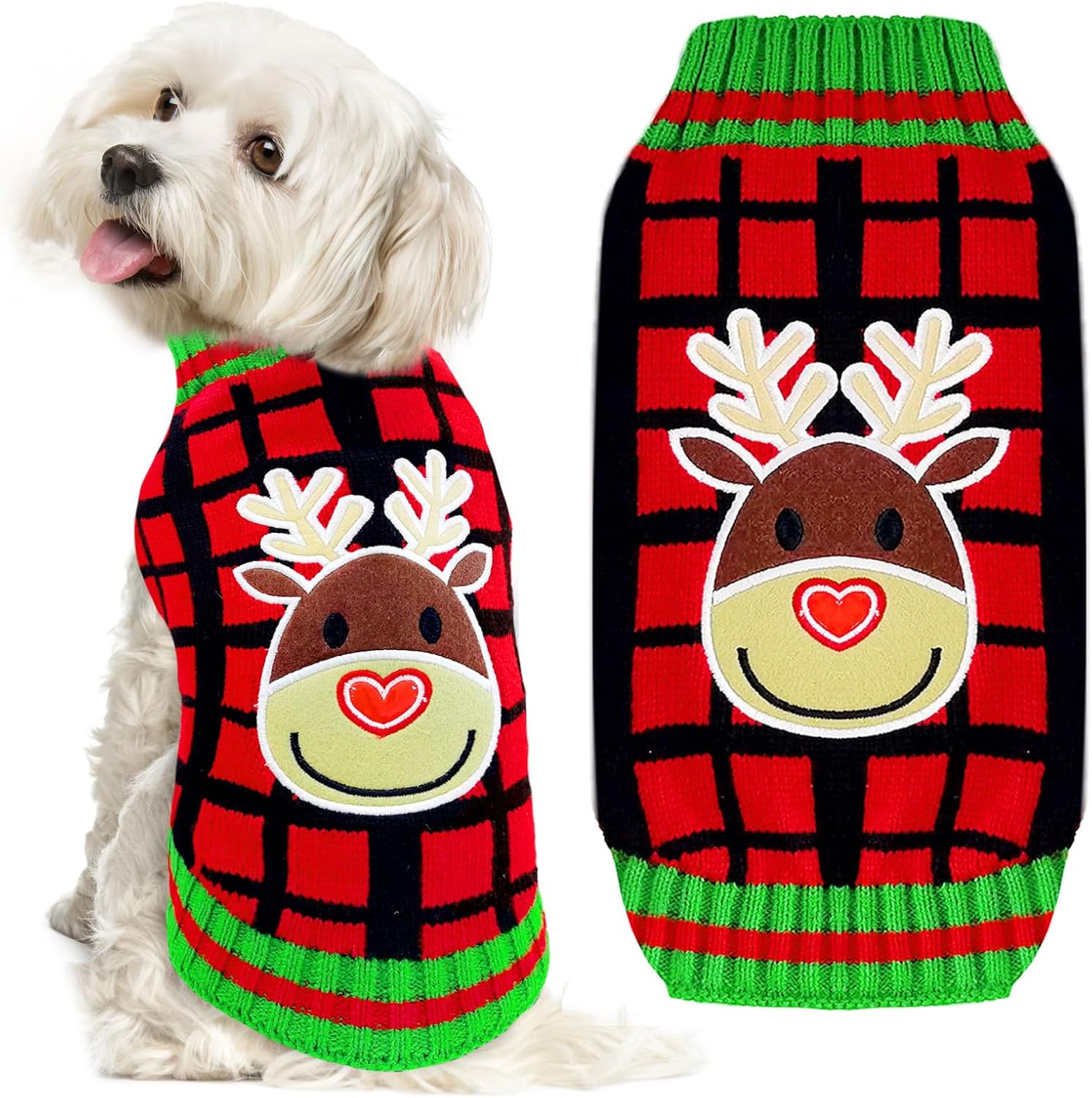 ABRRLO Christmas Dog Sweaters with Leash Hole Cute