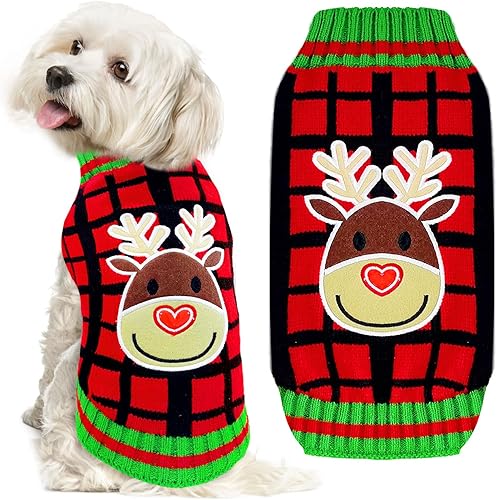 Suéteres de Navidad para perros con agujero para la correa, lindos trajes de Navidad para perro, ropa cálida para invierno, para cachorros, gatos,