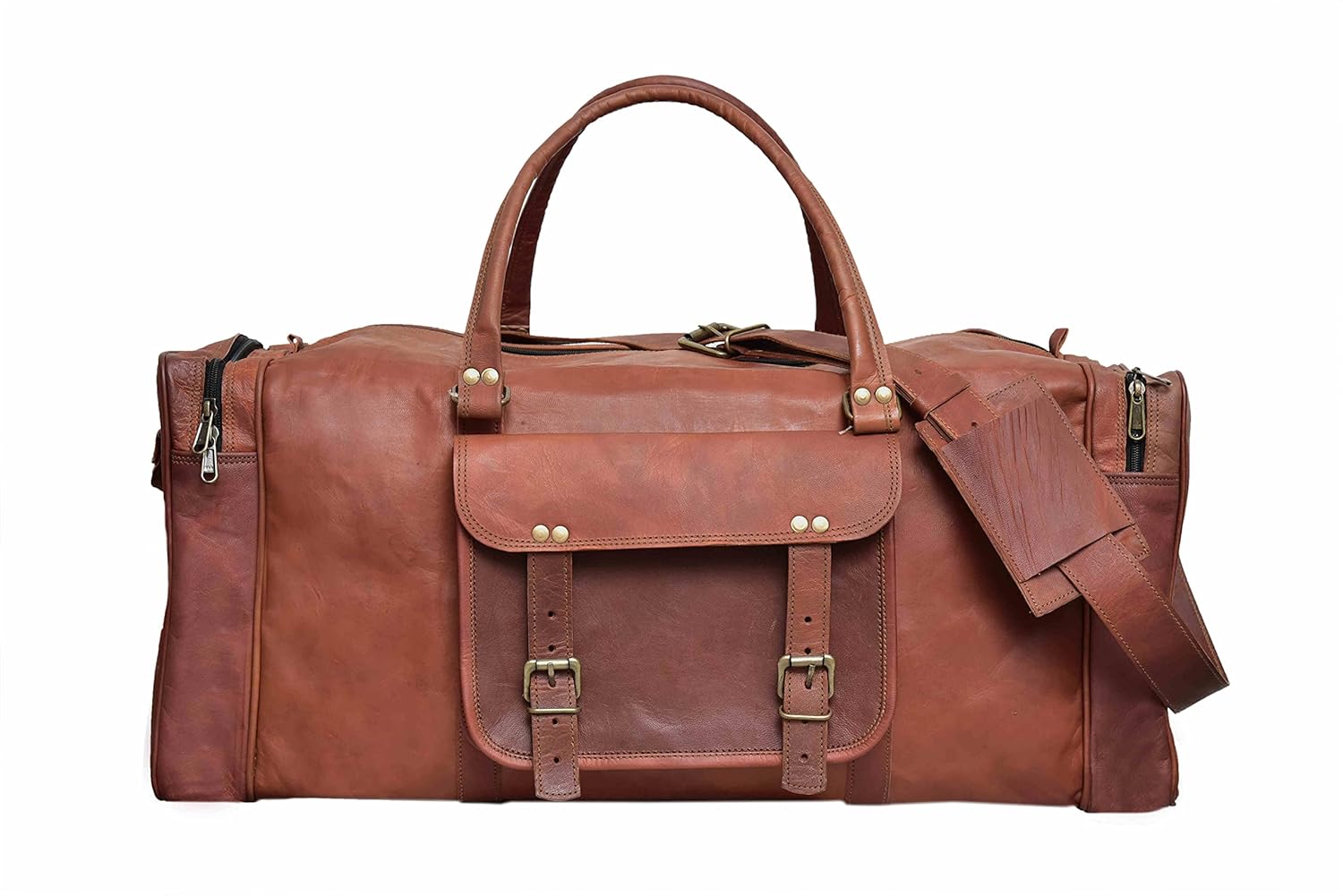 Large Leather 24 Inch Luggage Duffel Weekender Travel Overnight Carry One Duffel Bag For Men Travelling Combo With Toiletry
