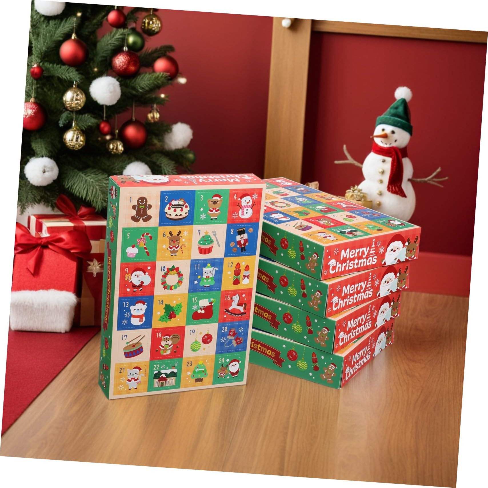 LOORGVEL 15 Piezas Caja de Calendario de Adviento Navideño de Papel Compartimentos Vacíos para Dulces Cajas Pequeñas para Fiestas y Organización Creativa Decoración Interactiva para Navidad