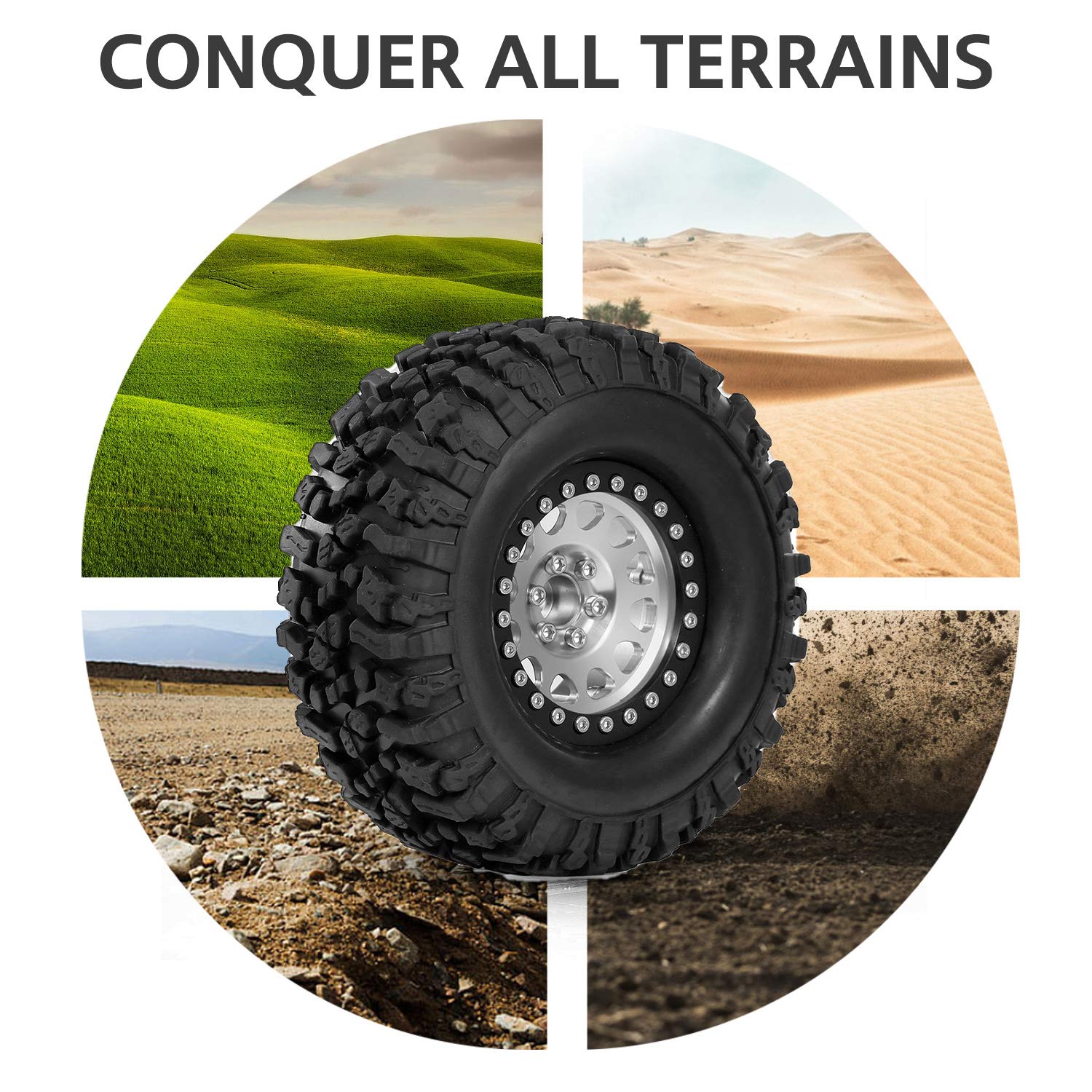 Goolsky 2.2 Zoll RC Gummireifen Mit Beadlock Felgen - High Grip Räder Für RC Crawler