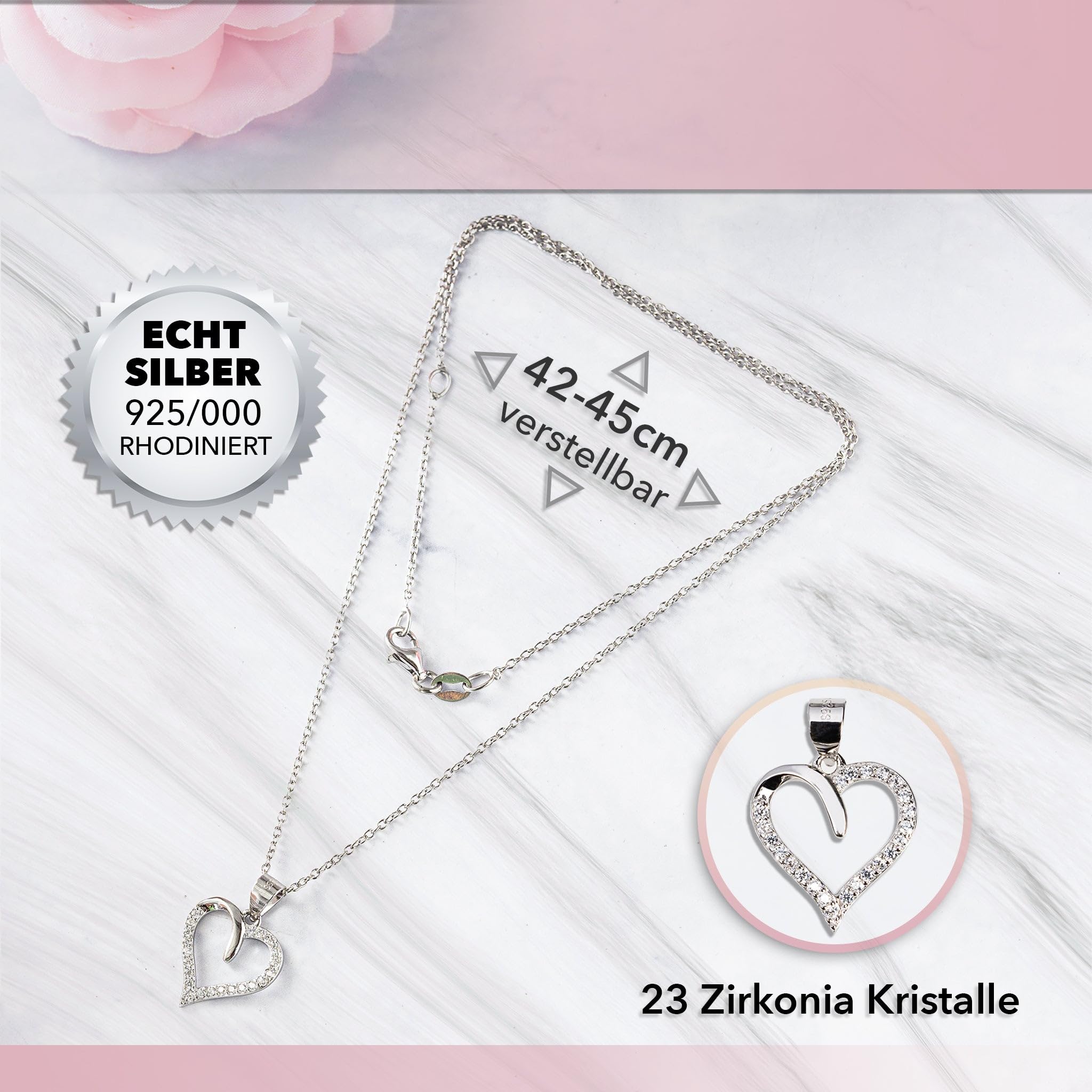 Enkelin Geschenk von Oma Opa - Mädchen Schmuck Frauen Silber 925/000 Herz Halskette - Konfirmation Firmung 18. Geburtstag Weihnachten Abitur Bachelor Master - Karte Premium LED Licht Etui