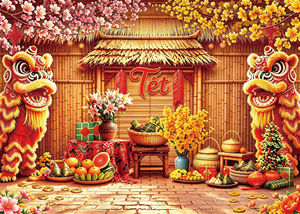Photo 1 of LTDKAEN Tet Vietnamese New Year Party Photo Backdrop 10x8ft