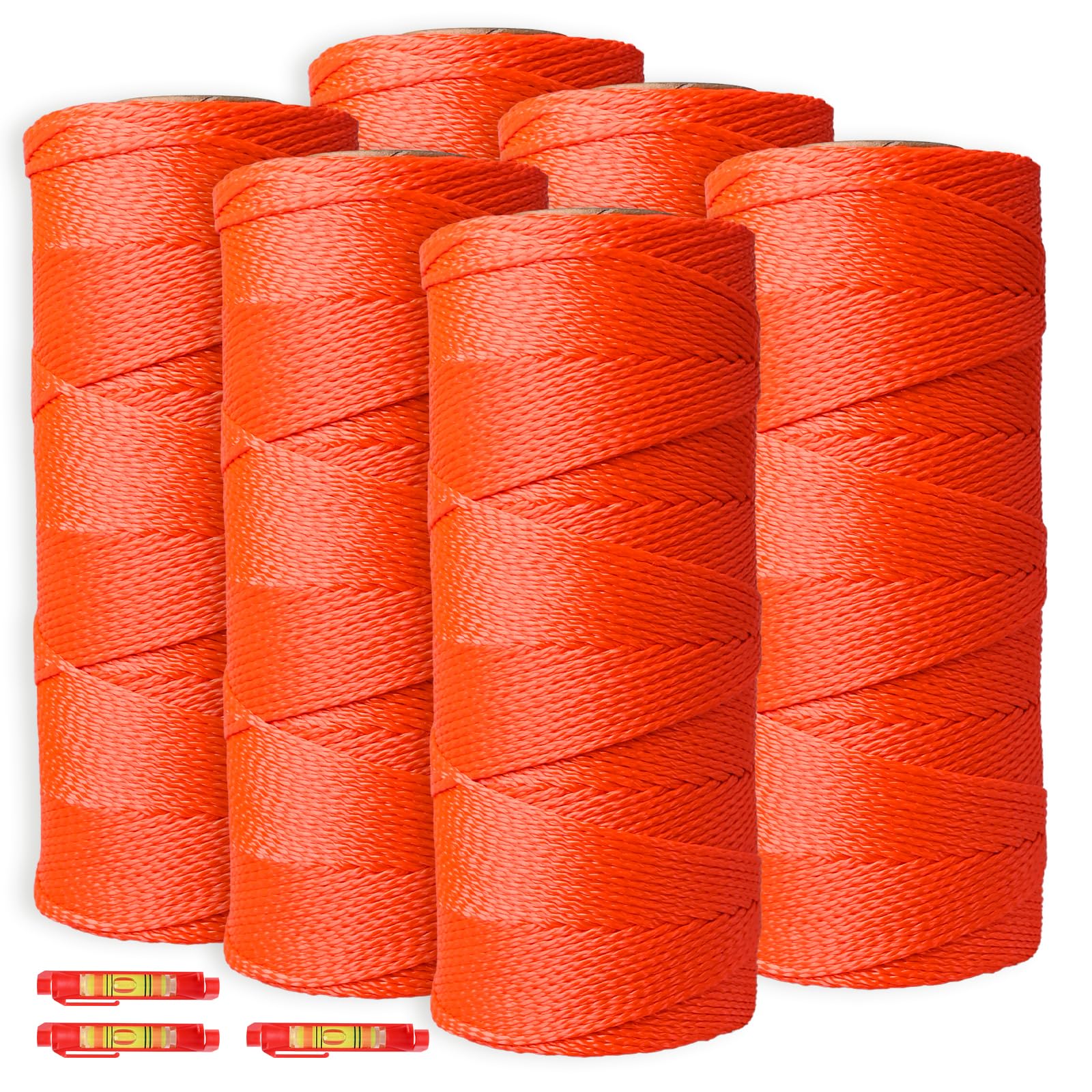 Mason Line - Cuerda de cuerda de nailon de 600 pies de longitud, 18 cuerdas de nailon trenzado para herramientas de jardinería o mampostería, cuerda para jardinería, color naranja