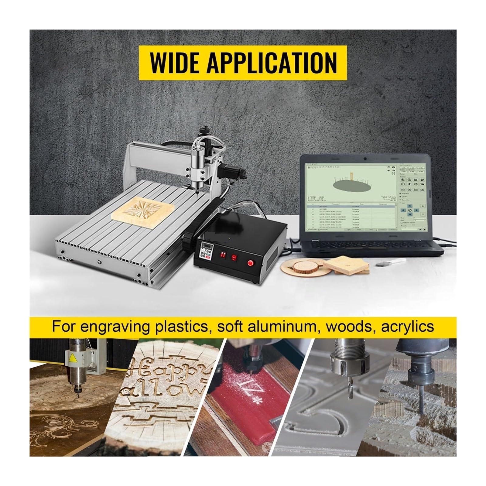Enrutador CNC de 3/4 ejes, grabador 6040/3040/3020, fresadora con puerto USB, máquina de grabado 3D de PVC, máquina de carpintería(3 Axis CNC 3020)