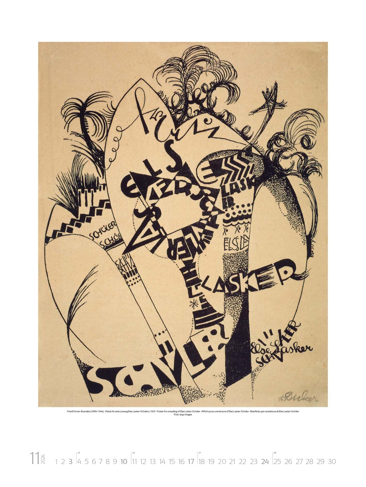 Bauhaus 2024 - Calendario de pared grande de alta calidad con obras maestras del estilo Bauhaus. Formato de la galería de arte: 48 x 64 cm.
