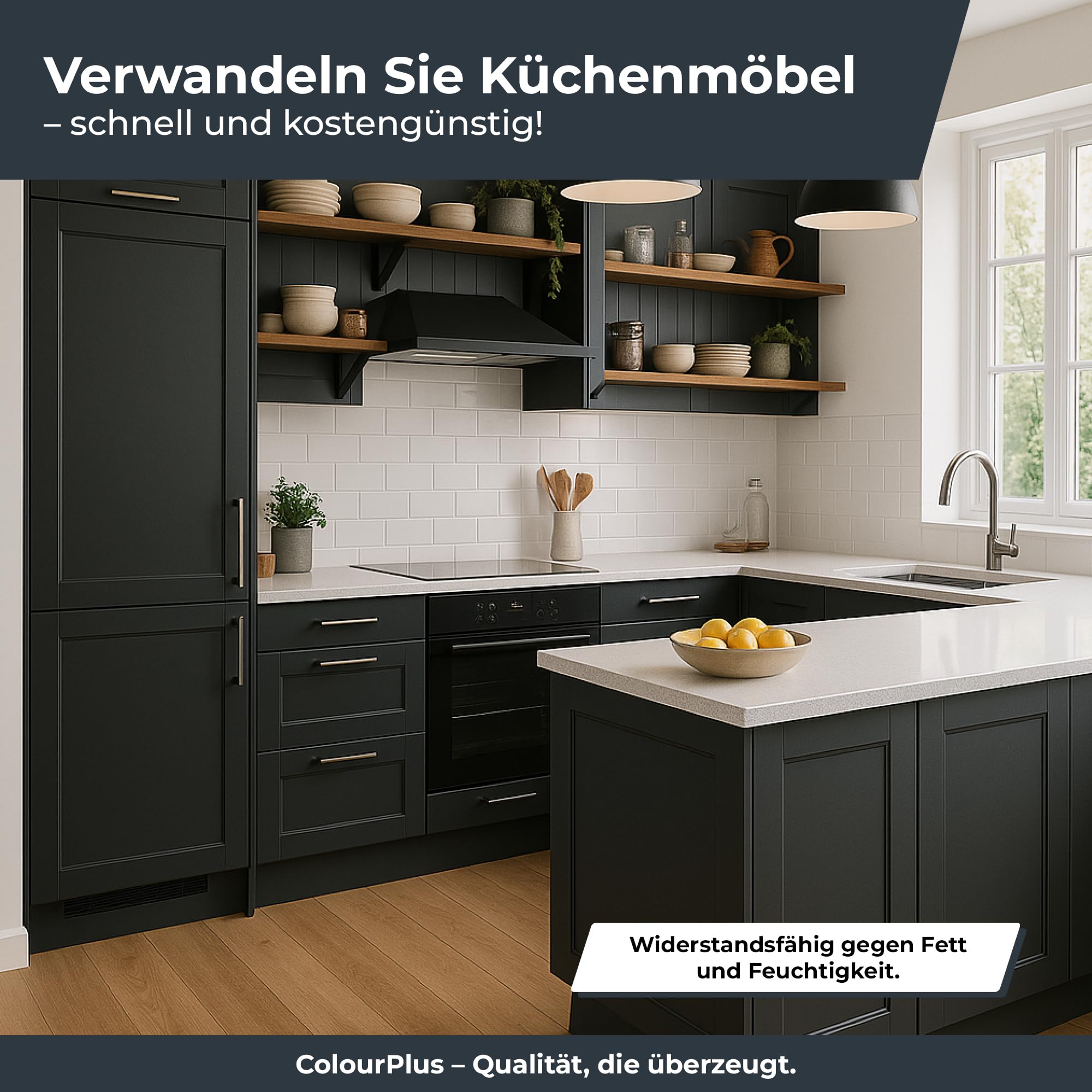 colourPlus 2in1 Buntlack Seidenmatt (2,25L Reinweiß/Weiß RAL 9010) – Wetterfeste Holzfarbe Holzlack Küchenmöbellack. Schnelltrocknend, Für Innen Außen