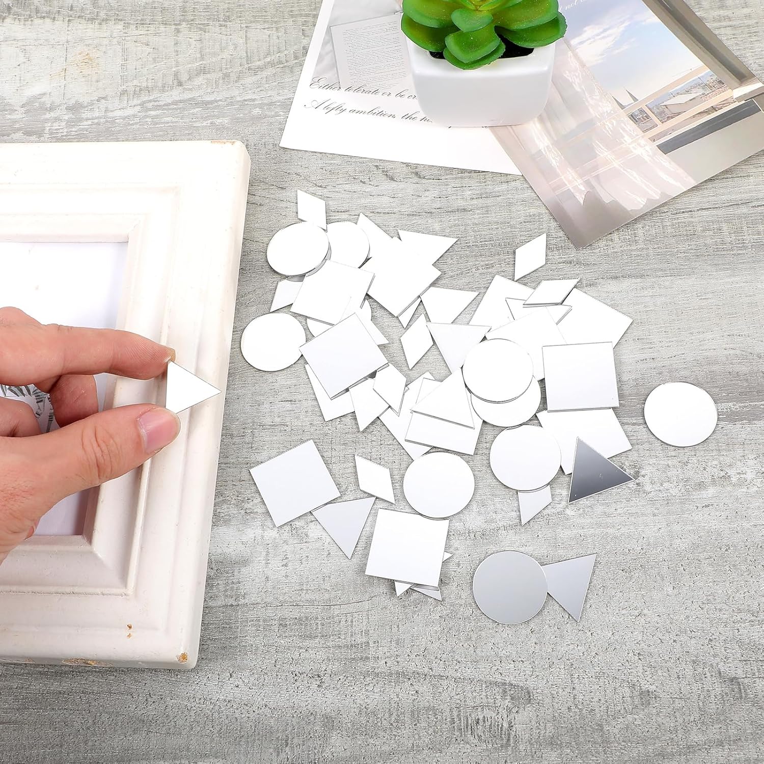 DIVINA VITAE 120Pcs Small Mirrors for Crafts 4 Shapes Self-Adhesive Mosaic Glass Pieces 1 Inch Mini Mirror Tile for DIY Crafts Home Wall Art Disco Balls Crafts - Image 7