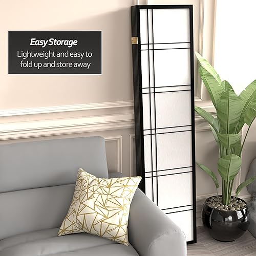 Miniatura 50 de Red Lantern Pantalla Shoji de doble cruz de 6 pies de alto, color blanco, 5 paneles Blanco,Negro