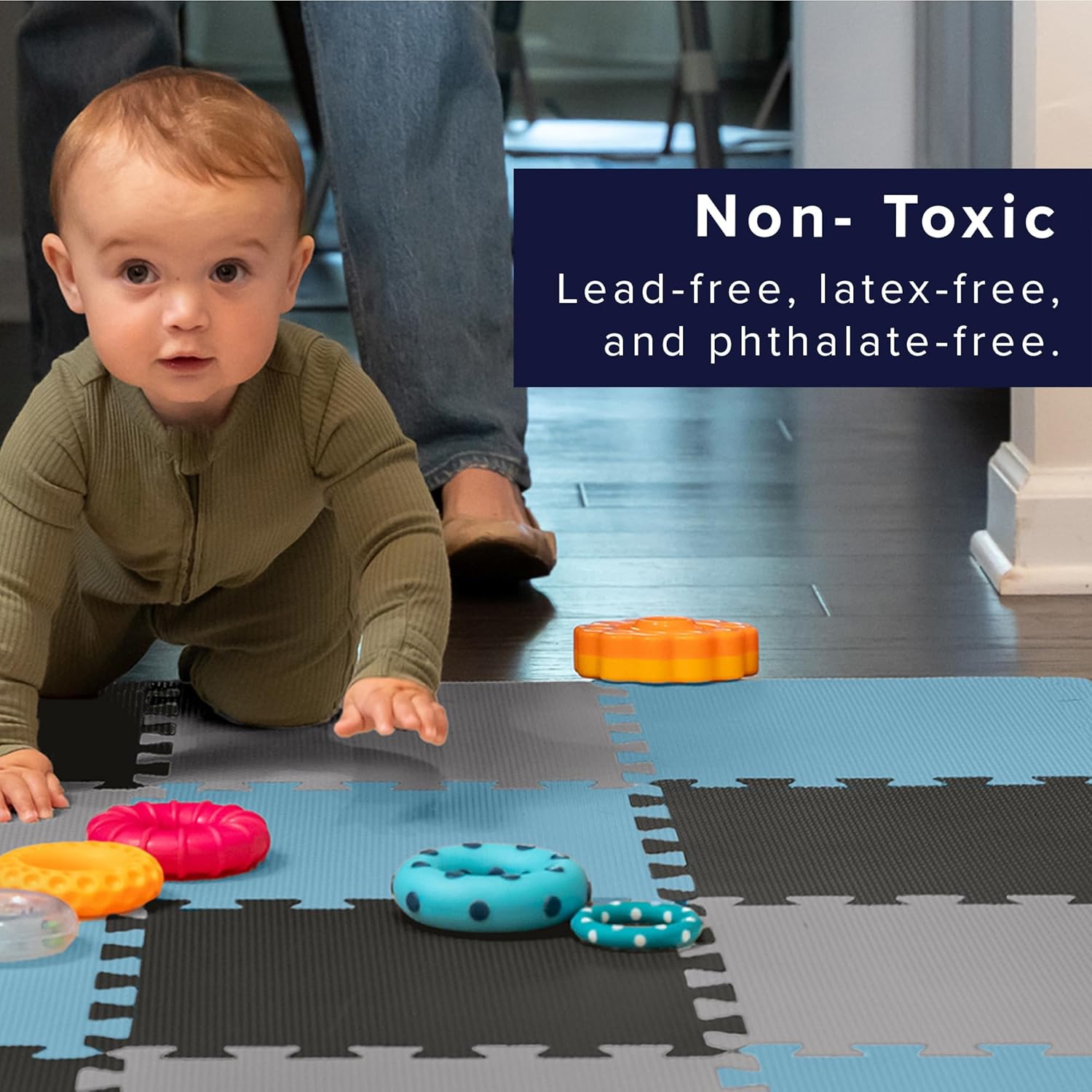 We Sell Mats 3/8" Thick Multipurpose EVA Foam Exercise Floor Mat, 12"x12" Interlocking Kid-Friendly Tiles, Anti-Fatigue for Home, Gym, Playpens, Classrooms