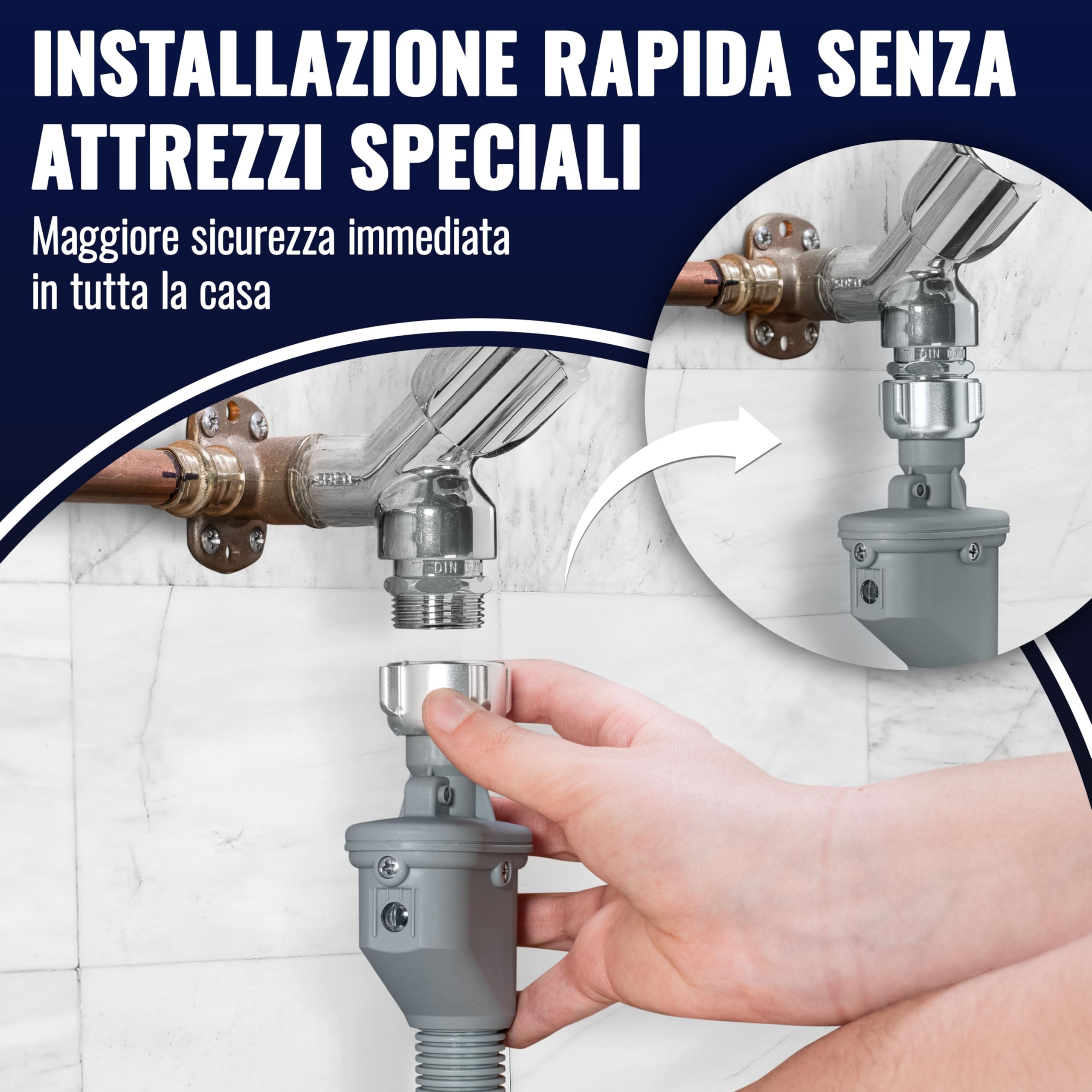 Poppstar Tubo per lavatrice 5m (tubo con aquastop per lavatrice, lavastoviglie), attacco 3/4 di pollice