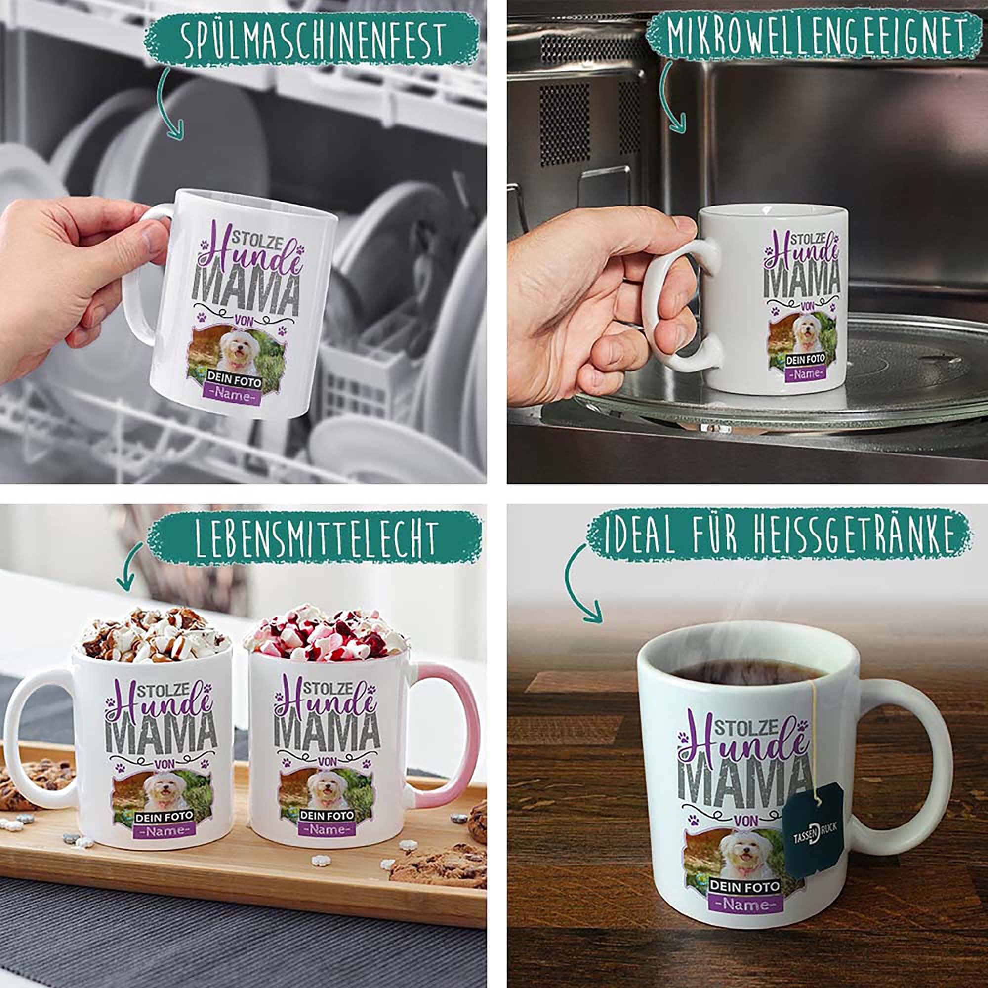 Personalisiert 'Hundemama' Keramiktasse – Individuell Mit Name & Foto, 330 Ml