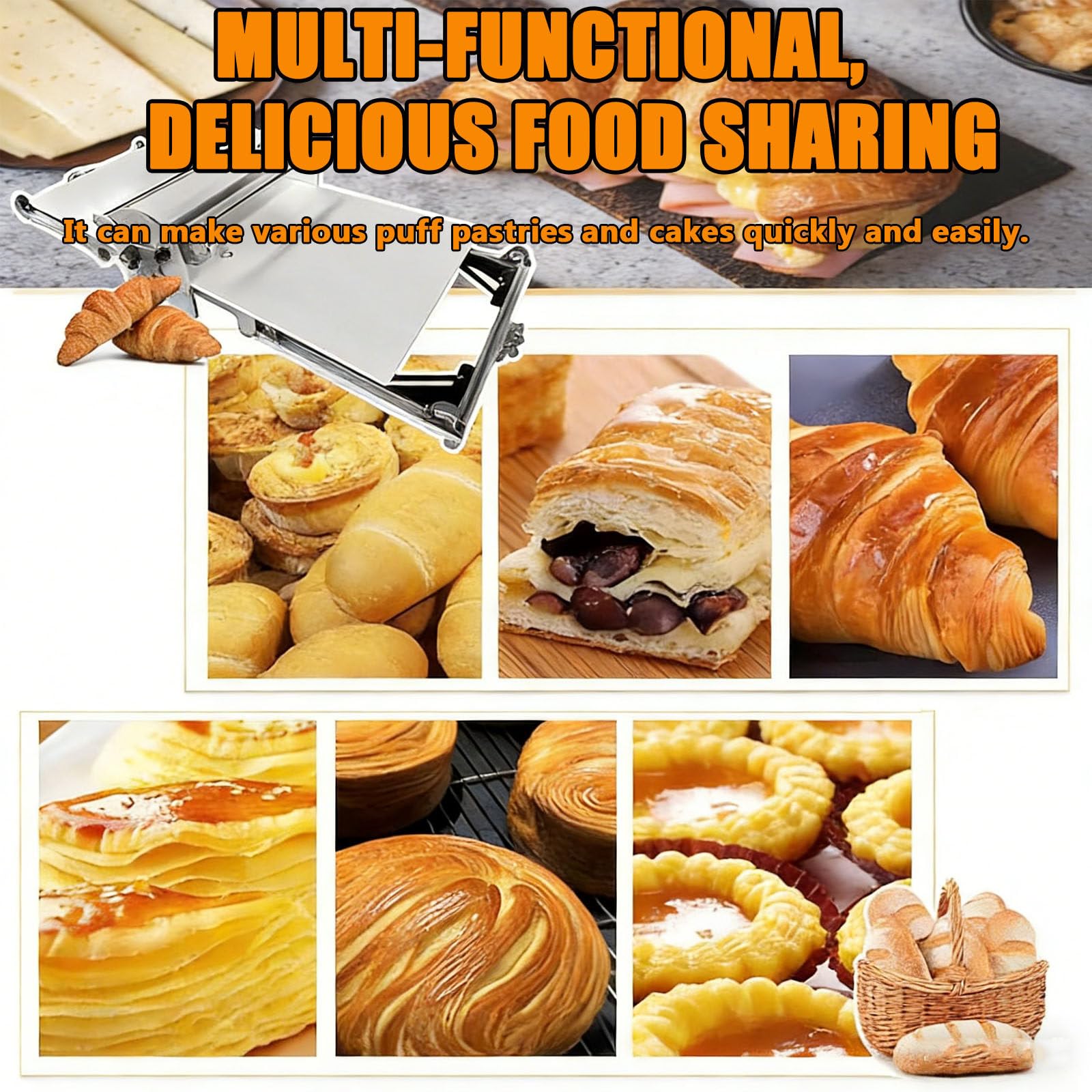 Laminoir électrique Professionnel, Laminoir à Pâte Pliable, Laminoir à Pâte à Croissants, Construction En Acier Inoxydable, épaisseur Réglable De 2 à 30 Mm. Machine à Pâtes Pour Boulangerie, Pizzeria