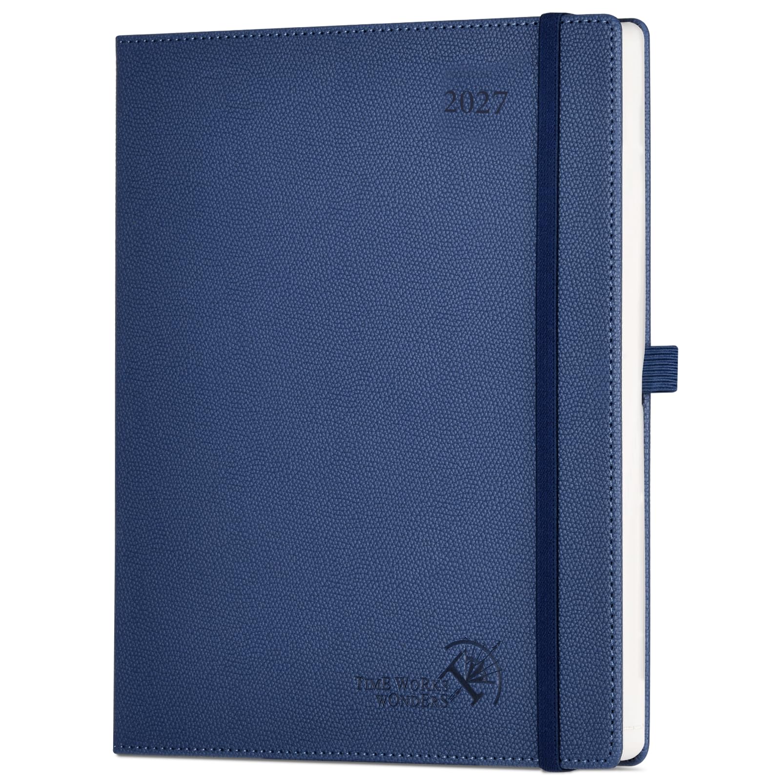 POPRUN A4 2027 Diary Week To View Pu Hardback Weekly Planner Horizontal — image 1
