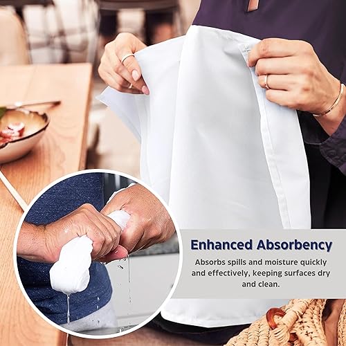 Miniatura 4 de Juego de 6 servilletas de cena de 12 x 12 pulgadas, hechas de tela de algodón satinado para mesa de cocina, restaurante, vacaciones, color blanco