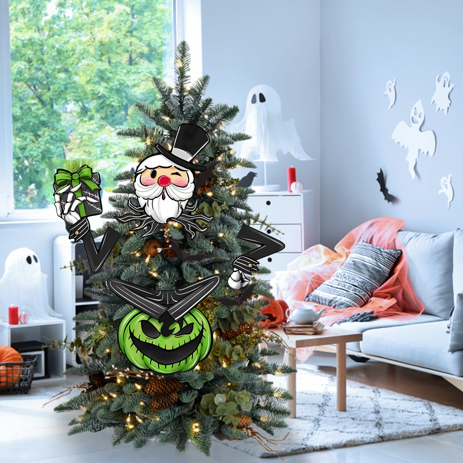 Déco De Noël Et Halloween - Mini Pointe De Sapin En Feutre Et Fil De Fer - 25x20 Cm - Pour Porte, Fenêtre, Intérieur Et Extérieur