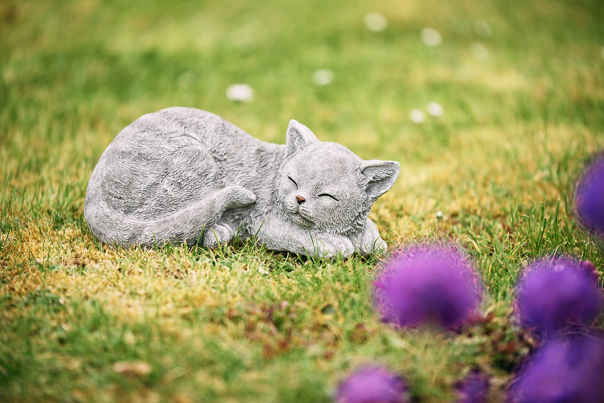 stoneandstyle Statua in pietra, Gatto in pietra, fatto a mano, resistente al gelo