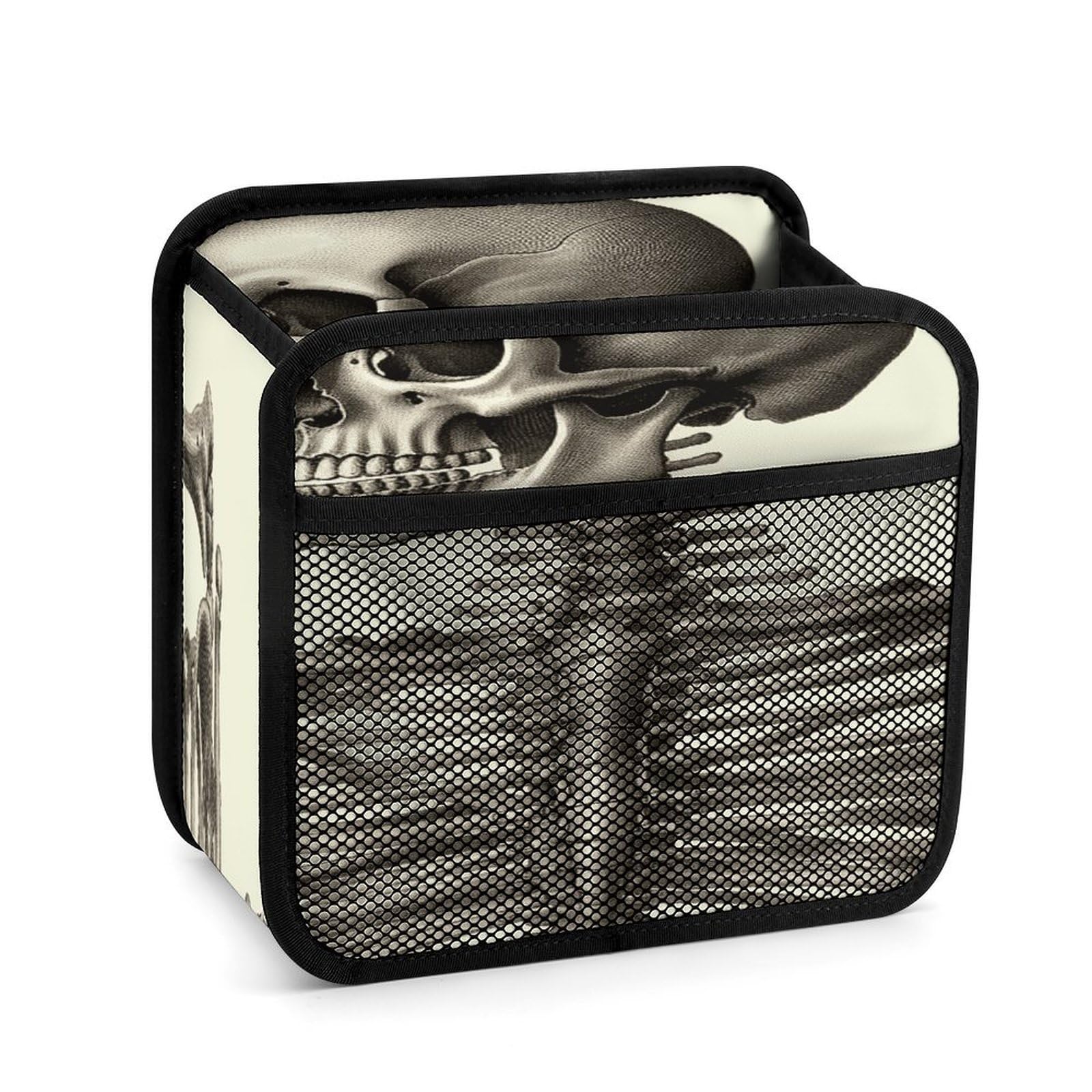 Btcowzrv Style Human Skeleton Car Seat Back Organizer, Pu Leather Hanging Backseat Car Organizer With Elastic Mesh Pocket, Storage Bag For Most Vehicles