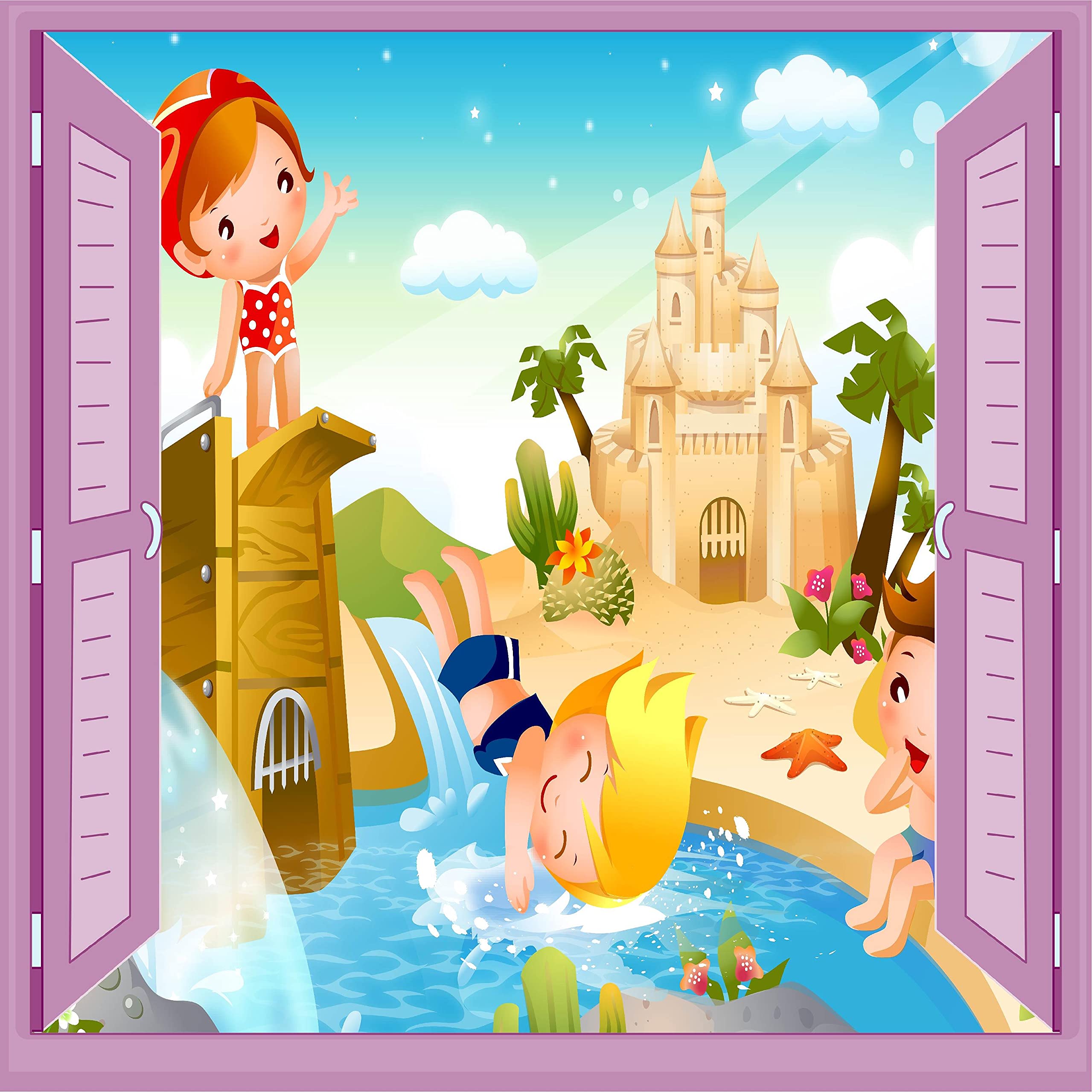 Çocuk Odası Bebek Odası Pencere Poster Duvar Kağıdı Tatil