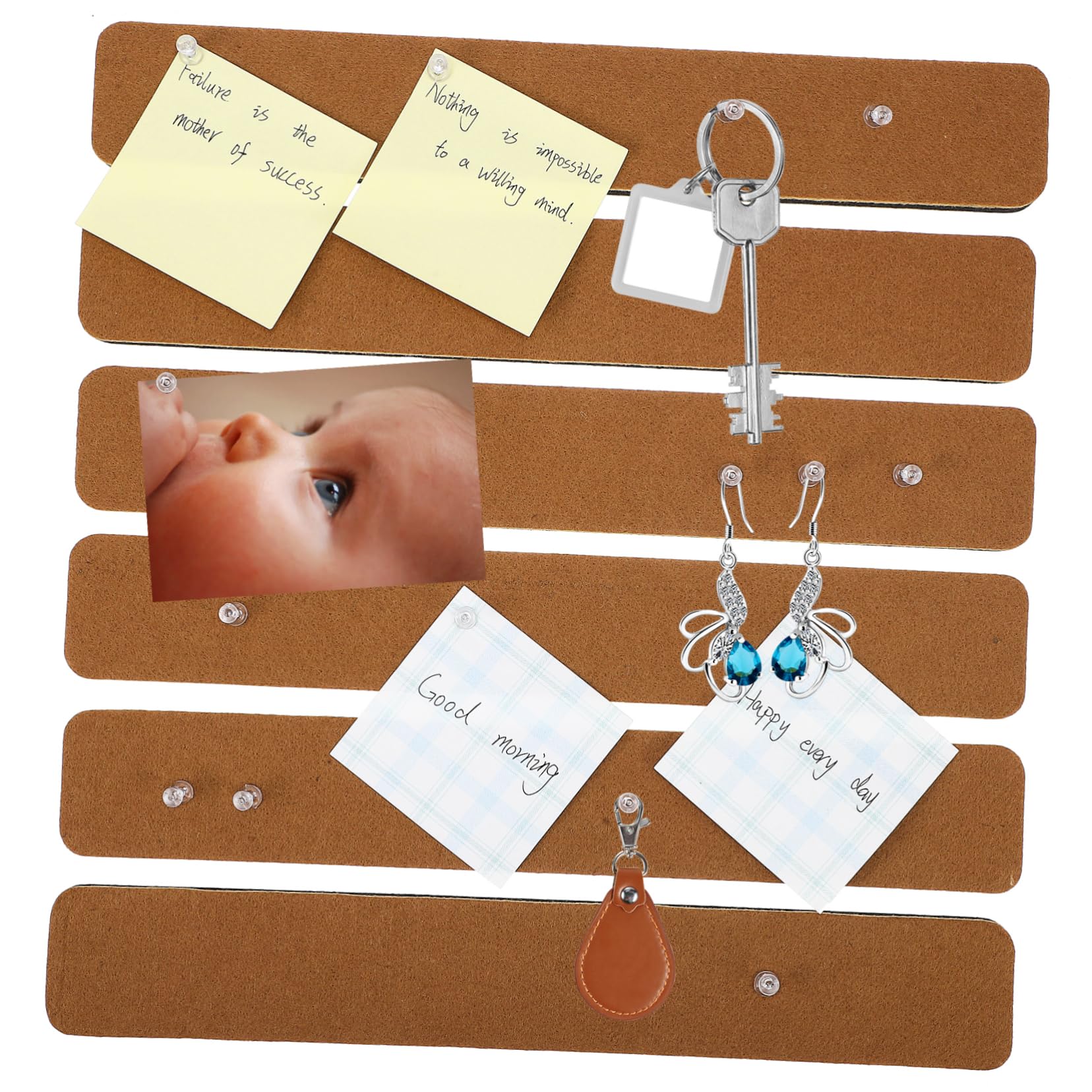 OFFSCH 6pcs Felt Board Strips Wall Decor Push Pin Set Self Adhesive Tack Board for Office