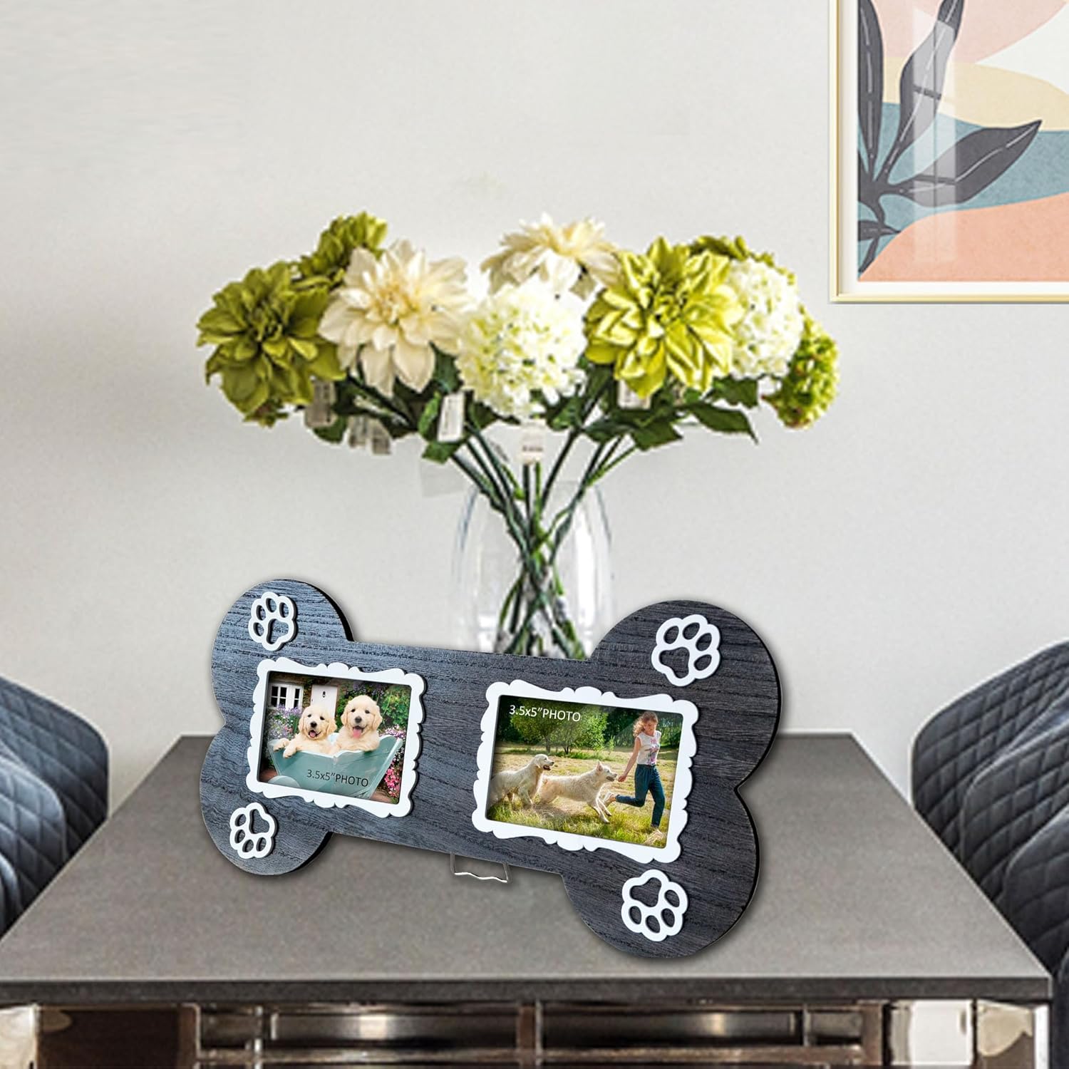 Dog Memorial 3.5x5 Inches Bone Shaped Double Picture Frame - Pet Passing Away Sympathy Gift with Paw Print - Bereavement Sympathy Decor for Loss of Dog - Image 6