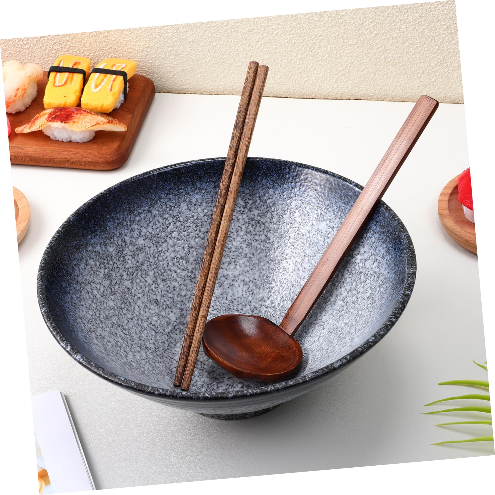 Bol à Ramen Céramique avec Kit de Baguettes et Cuillère Ensemble de Vaisselle Japonaise Bol de Baguettes Cuillère Fuite