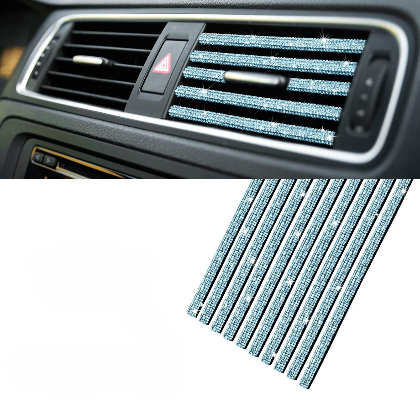 GFJGHDR 10PCS Bling Car Air Conditioner Decoration Strip, for Aiways U6 2022-2024, Bling Rhinestone Decor Air Vent Trim, Crystal Car Air Vent Covers,I-flash drilling