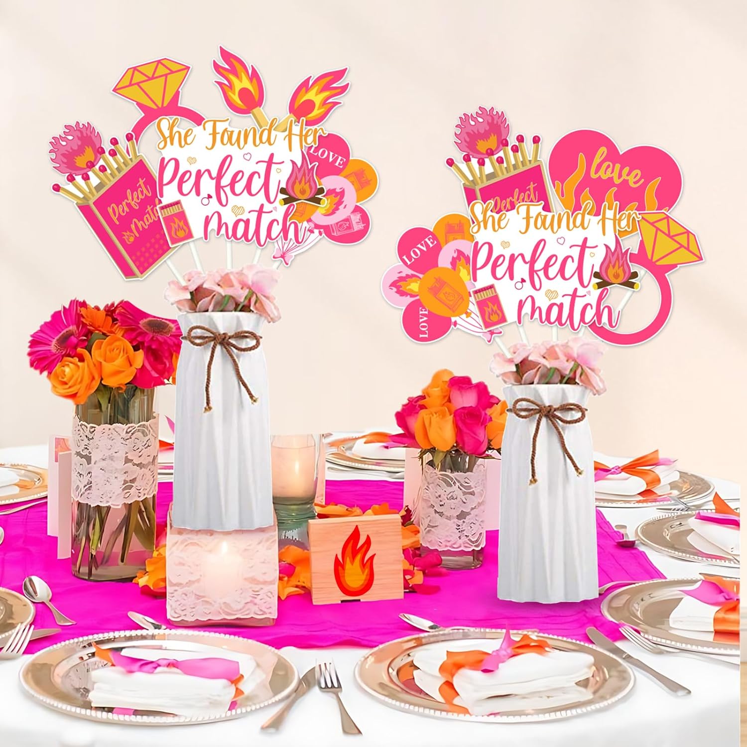 Perfect Match Bachelorette Decor 12PCS Perfect Match Bachelorette Table Centerpieces Perfect Match Bachelorette Match Made in Heaven Bridal Shower Decor for Engagement Party