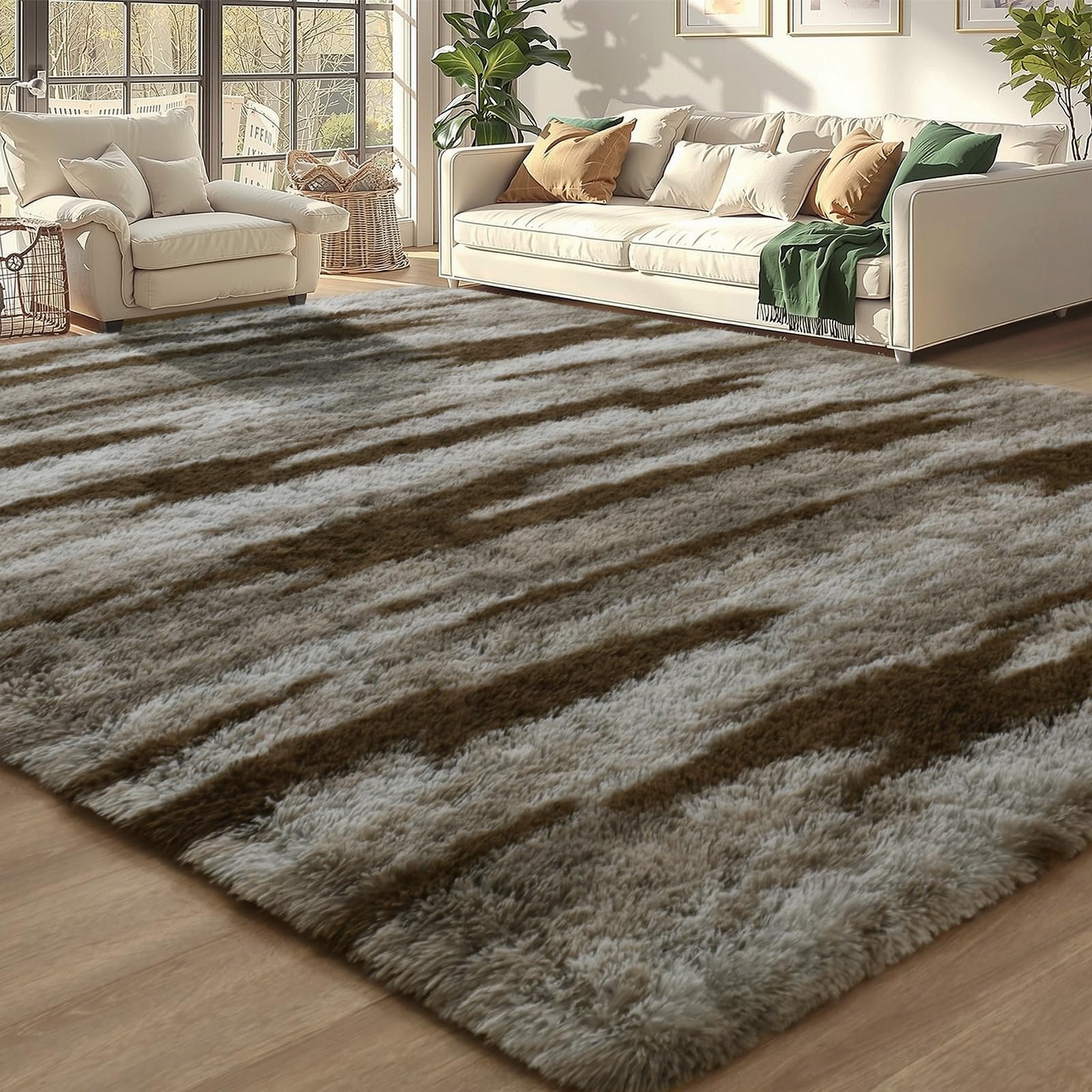 Meralax Area Rugs for Living Room Bedroom, Machine Washable 6x9 Feet Soft Fluffy Shaggy Bedside Rug, Indoor Floor Carpet for Kids Girls Boys, Dorms,