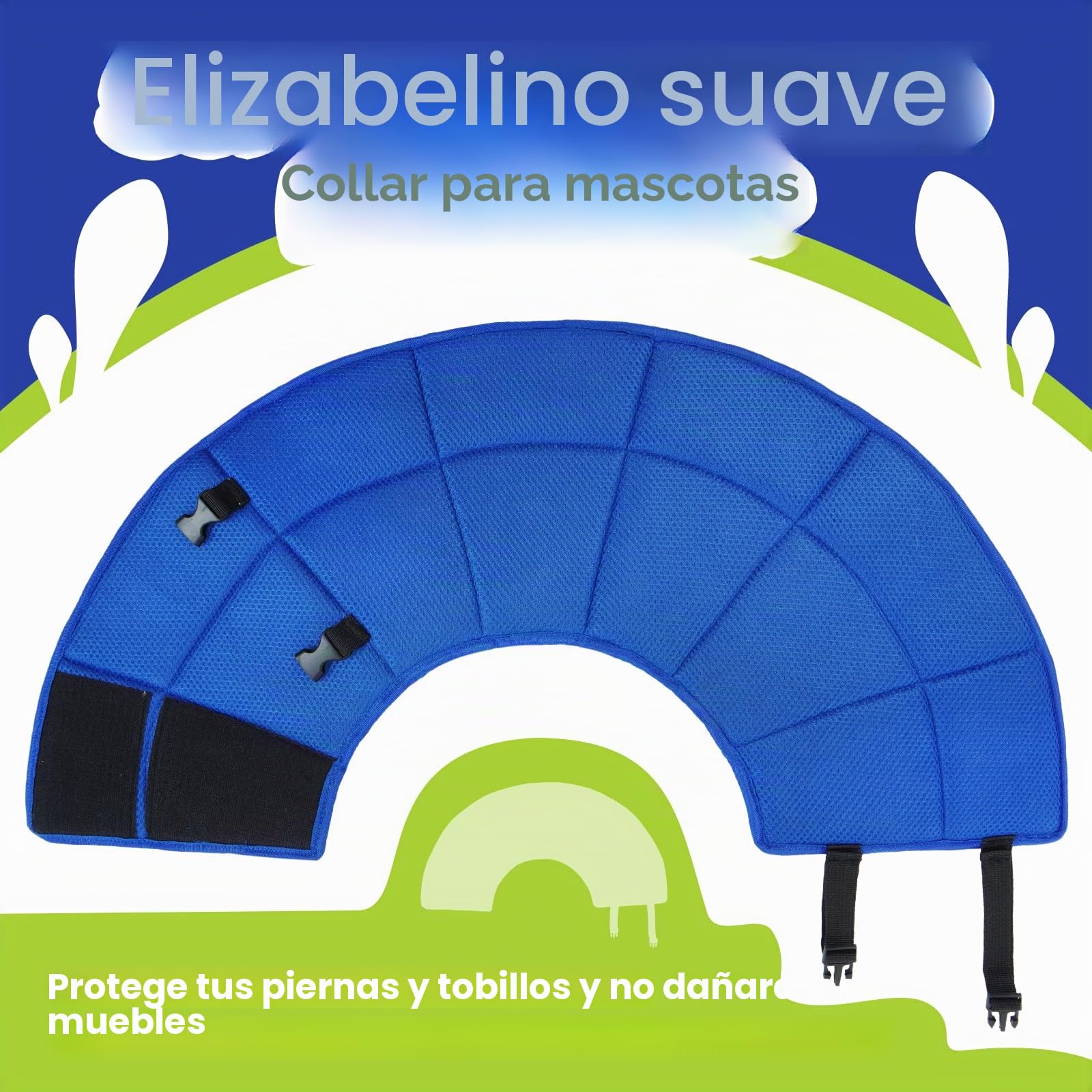 Kuoser Collarín para perro, cómodo protector contra fugas, medidas de protección, collar de perro ajustable, protección contra fugas para perros, prevención de mordeduras y heridas por lamer | Cómodo collar para perro con cierre de , ajustable, protege de