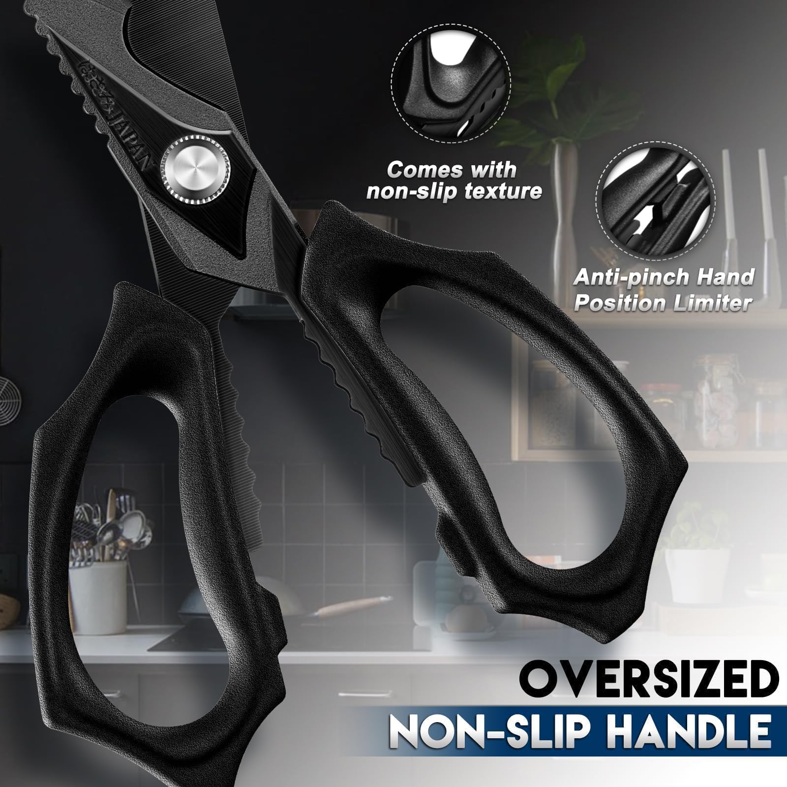 Purple Dragon Forbici da cucina – Giappone SK5 acciaio multiuso forbici domestiche resistenti alla corrosione rivestimento in titanio nero per pollame, frutti di mare, pesce, verdure e altri alimenti