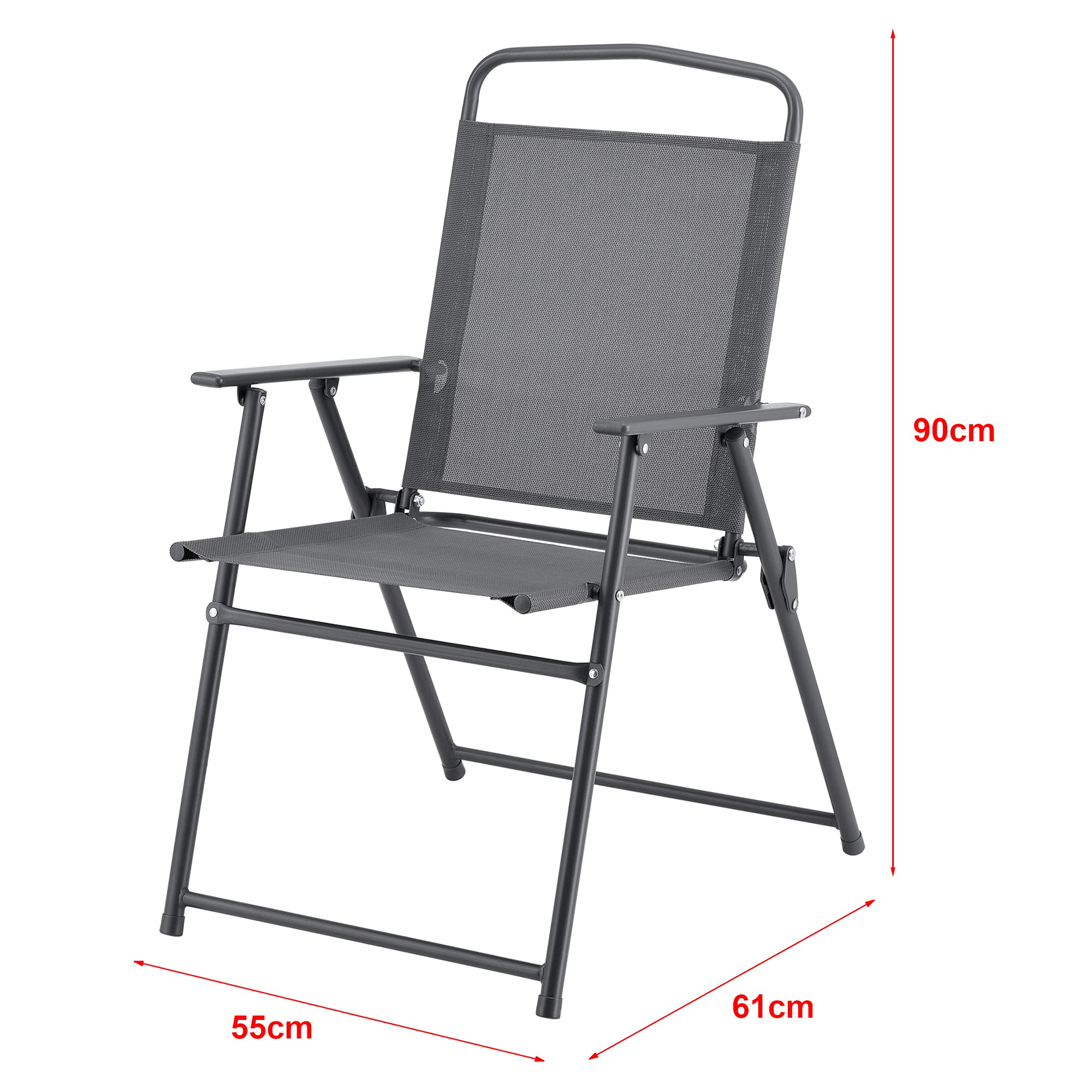 [en.casa] Set de Muebles de Jardín Milagro para 4 Personas Conjunto de Muebles de Exterior con Sombrilla Terraza Patio Set de 4 Sillas Mesa Protección Sol Negro y Gris Oscuro