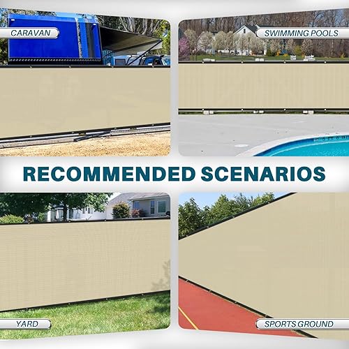 Miniatura 6 de Coarbor 8' x 12' Fence Privacy Screen Heavy Duty Windscreen Fencing Mesh Shade Net Cover for Garden Wall Backyard Patio Deck and Porch, Beige