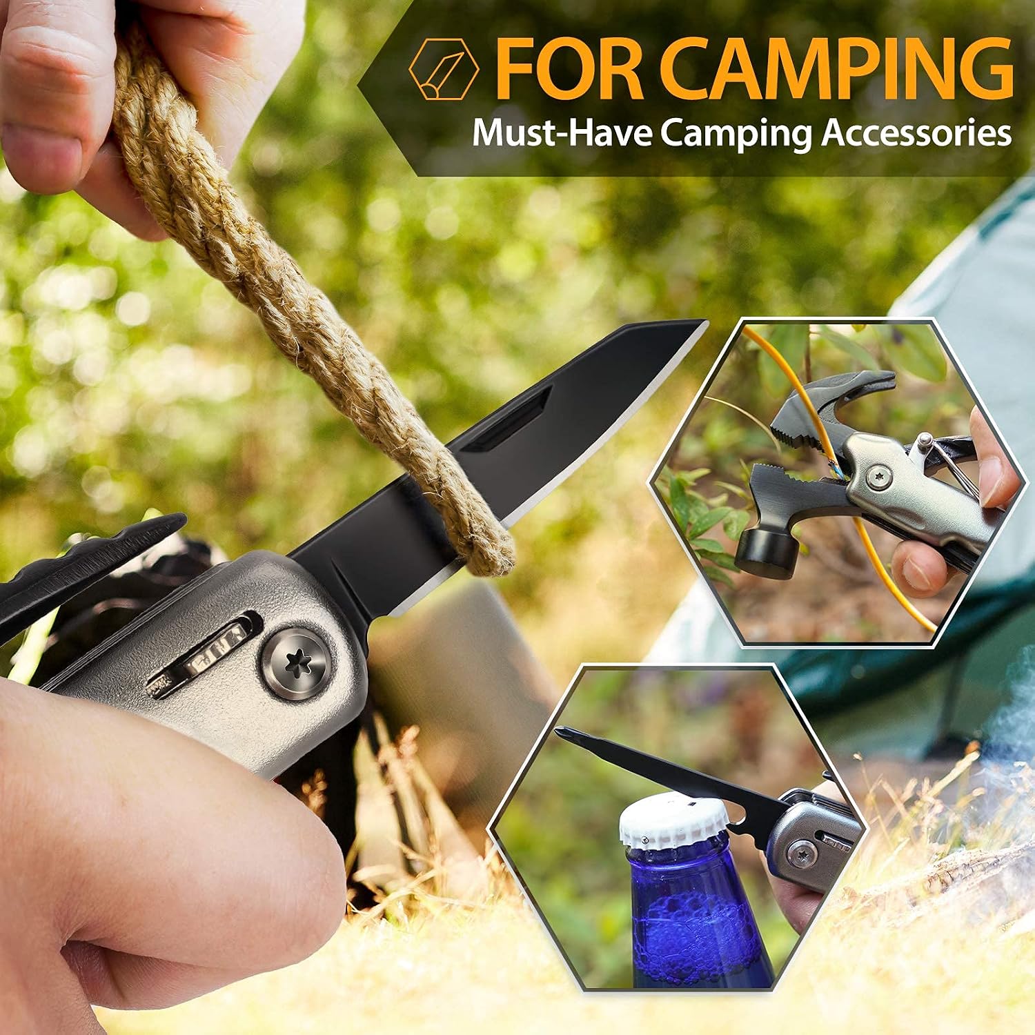 CRANACH Multitool Camping Tool Gifts - Christmas Stocking Stuffers for Men Women Dad Mom Husband Wife Cool Birthday Gifts All in One Pocket Hammer Survival Gear Gadgets Hiking Fishing Accessories