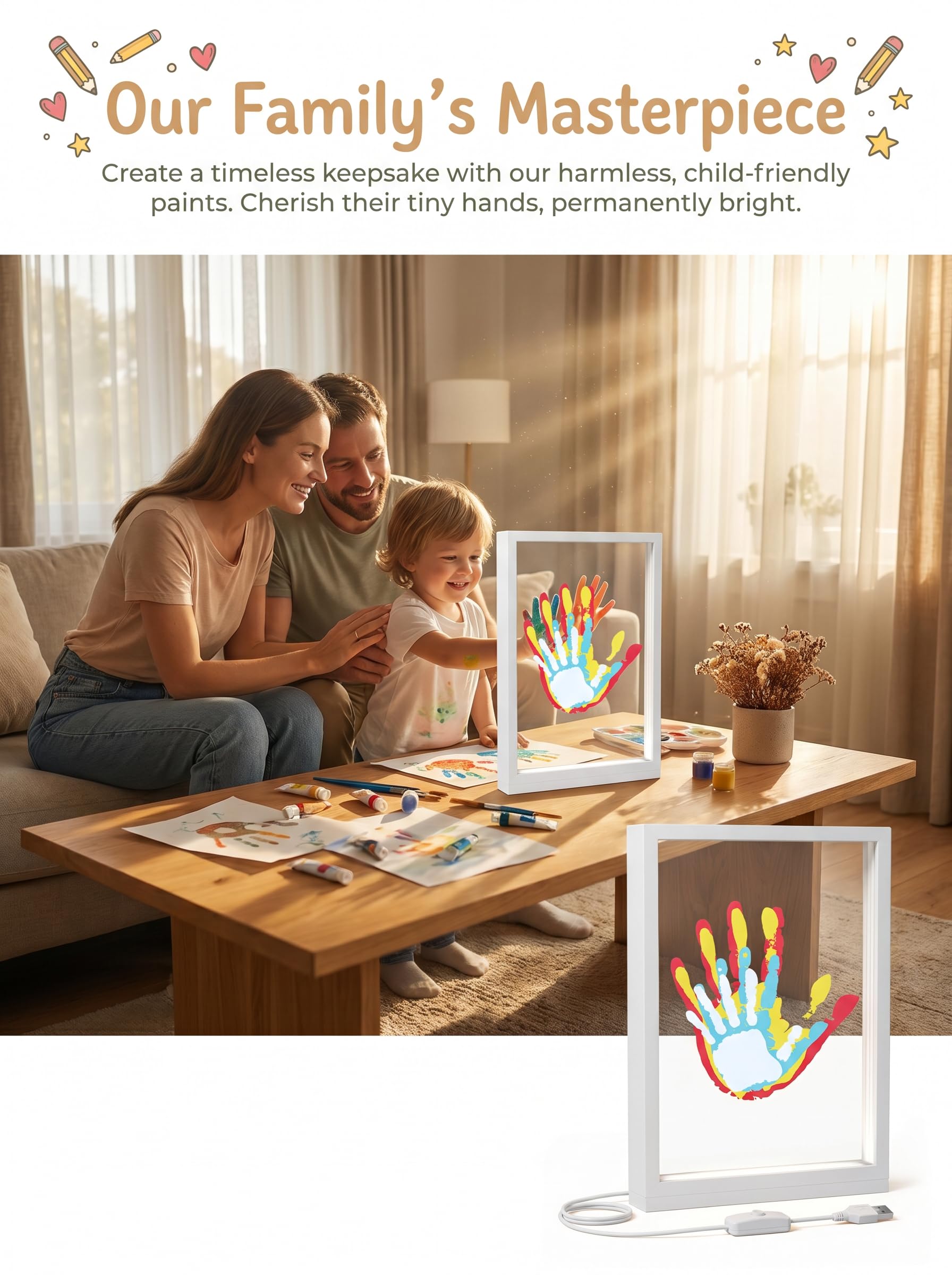Fuerdich Kit de impresión de manos para familia, manualidades con niños, color blanco