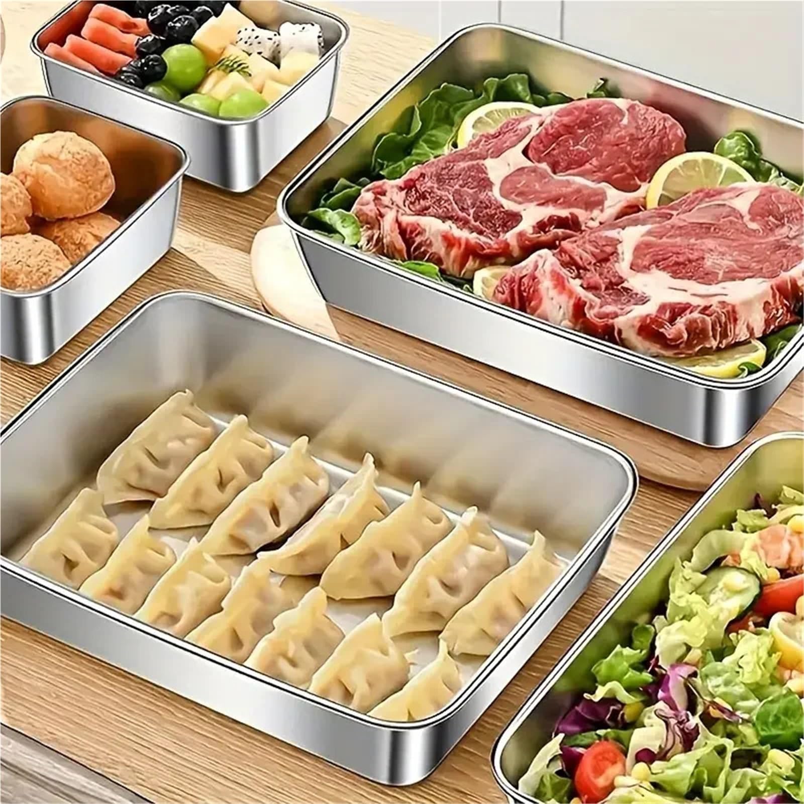 Contenitore In Acciaio Inossidabile Con Piastra Da 6 Pezzi Per Il Cibo