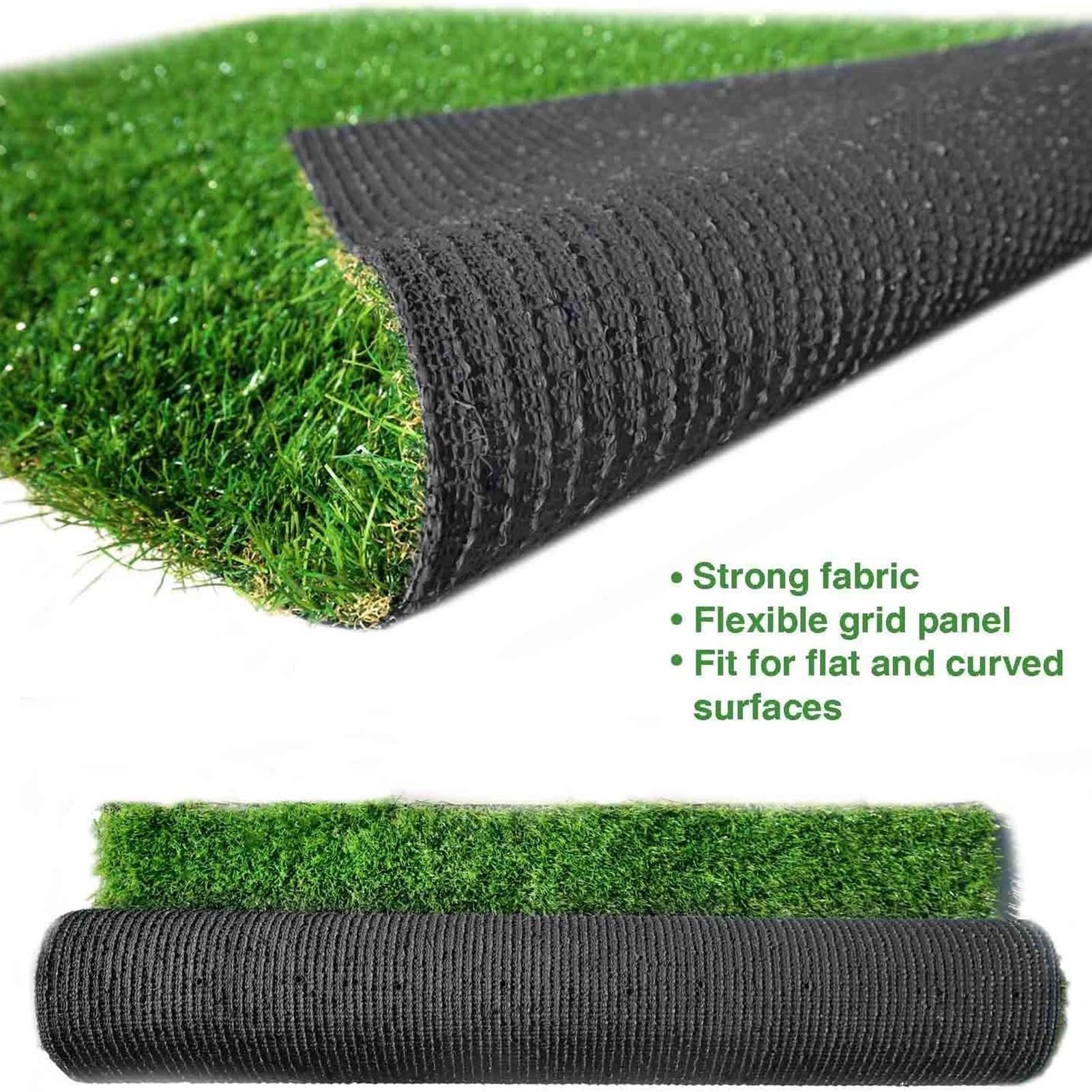 Tappeto in Erba Artificiale Spesso 25 mm - Resistente ai Raggi UV, atossico, Design drenante per Giardino, Balcone, terrazza, Uso Esterno - Varie Dimensioni (6,5x15 Piedi)