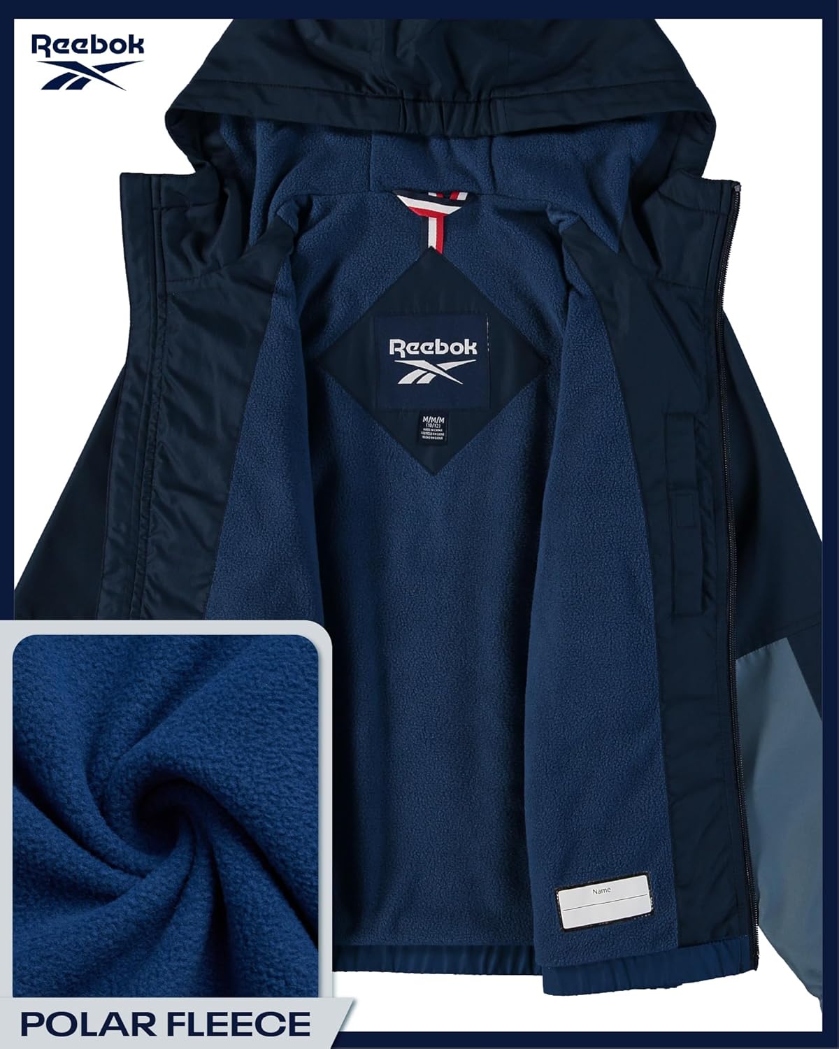Reebok Boys Windbreaker Jacket - Lightweight Polar Fleece Lined Water and Wind Resistant Hooded Zip Up Jacket for Boys - Image 5