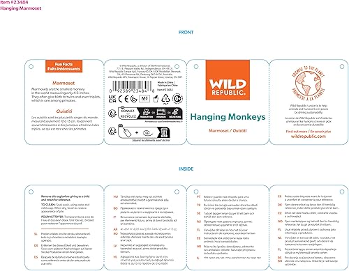 Miniatura 3 de Wild Republic Juguete de peluche de mono, animal de peluche, juguete de peluche, regalos para niños, colgante, 22 pulgadas