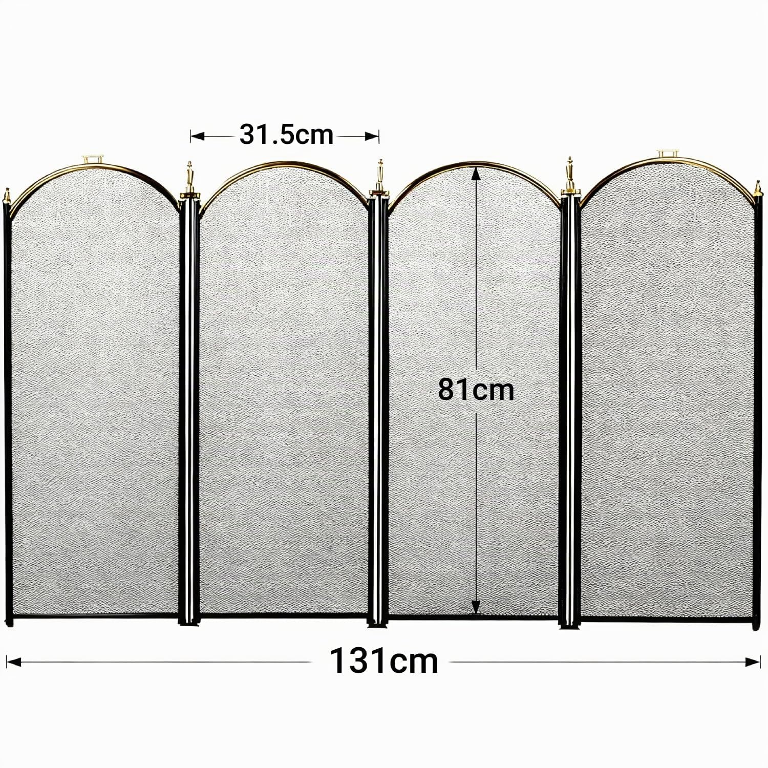 Pantalla decorativa grande de malla metálica negra para la chimenea, con 4 paneles, apta para exteriores y a prueba de niños