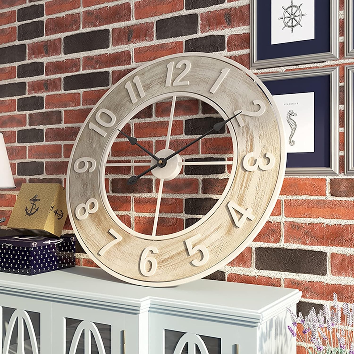 60cm Garden Clock Weatherproof Outdoor, 23 Inch Retro Large Outdoor Clock Garden Huge Open Face Wall Clock Outdoor Garden Clocks Silent Quartz for Indoor Outdoor Decoration