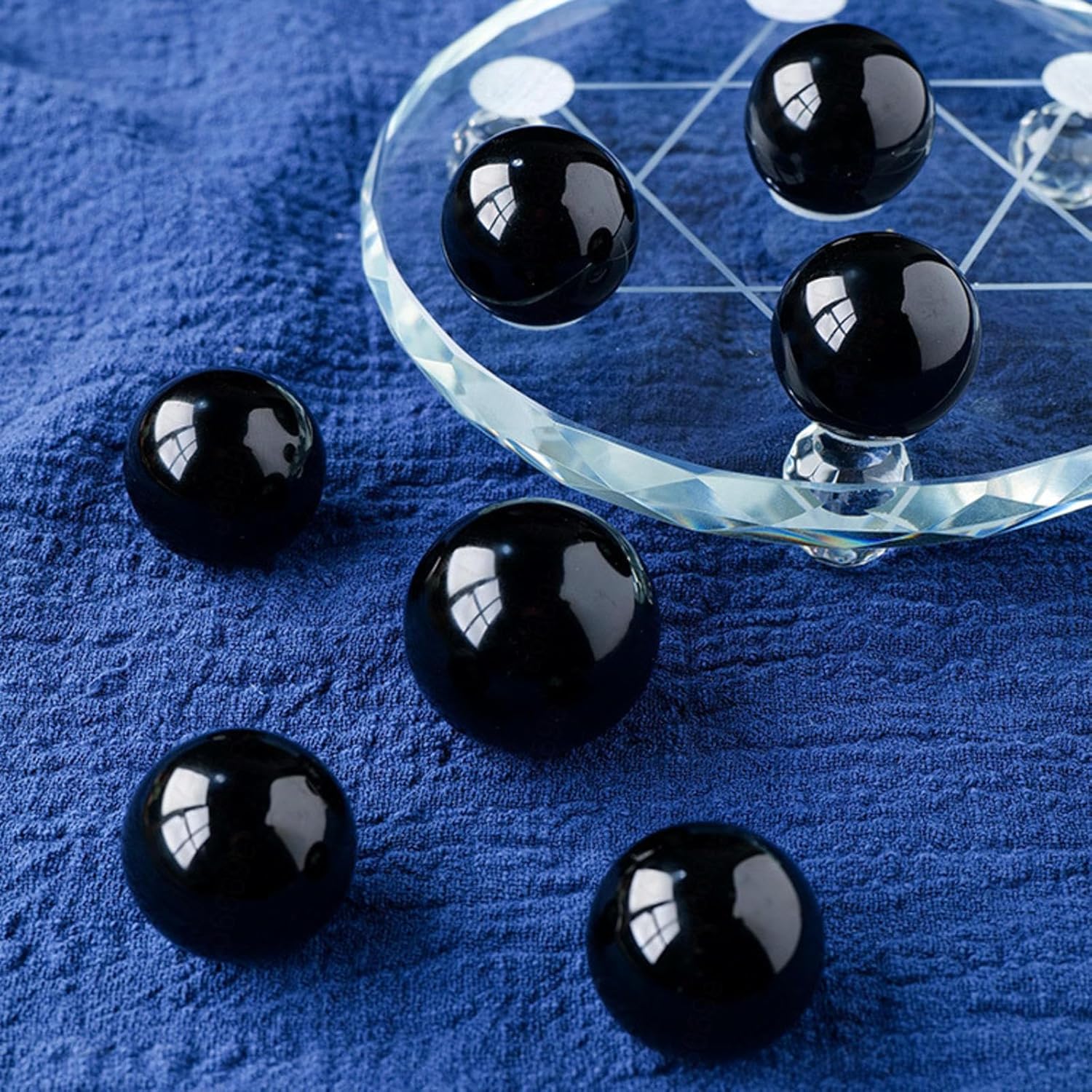 Obsidian Seven Star Array Feng Shui Obsidian Crystal Ball Decoration Home Furnishing Articles Stone,chassis-10cm