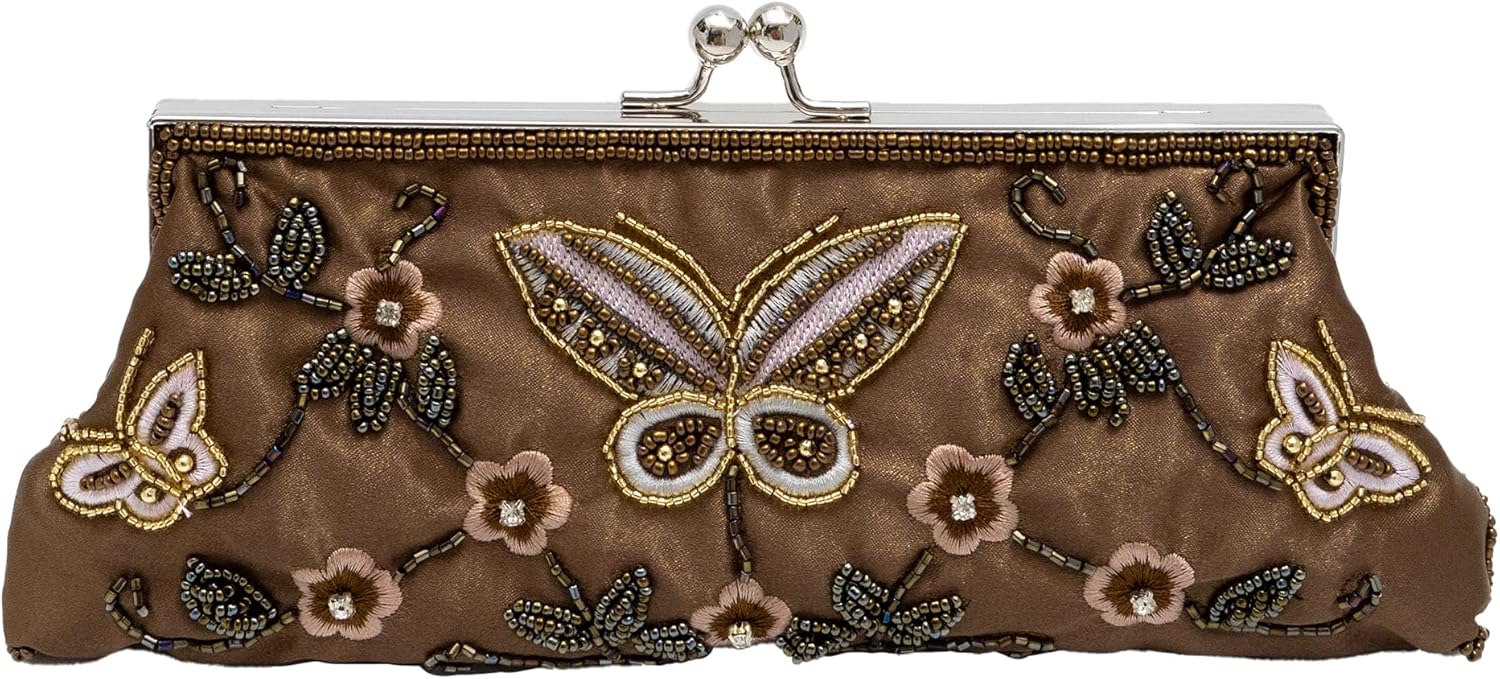 Vintage Butterfly Floral Beaded Evening Bag Elegan Handbag for Women for Brides, Proms, Parties, and Formal