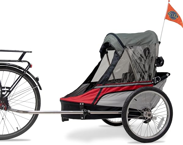 Wike Premium Double Bike Child Trailer - Red/Grey (Walk + Jogging) - 3