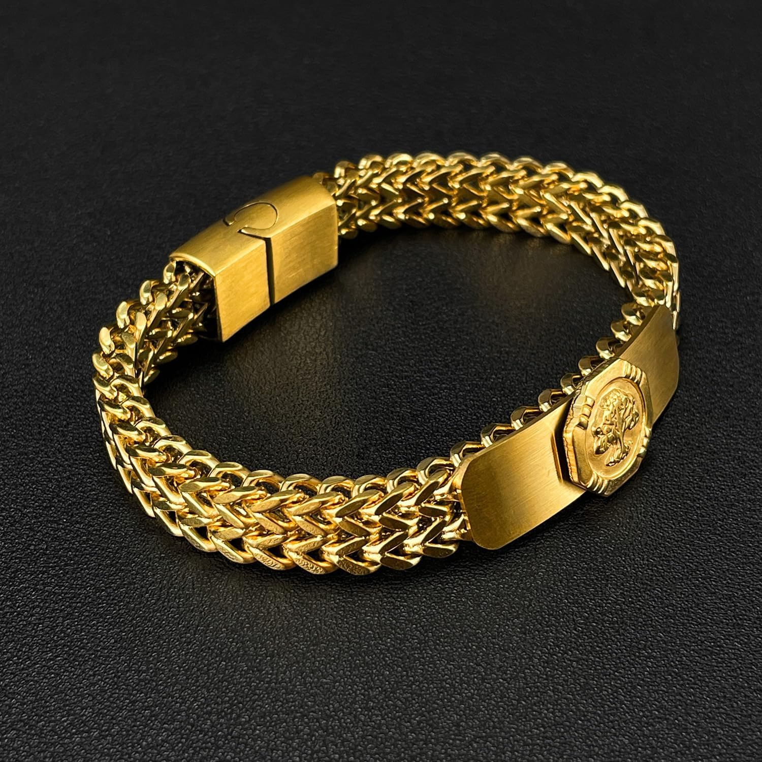 18K gold men's bracelet, fashionable and personalized bracelet Christmas gift, suitable for high-end gifts for fathers and husbands - Image 6