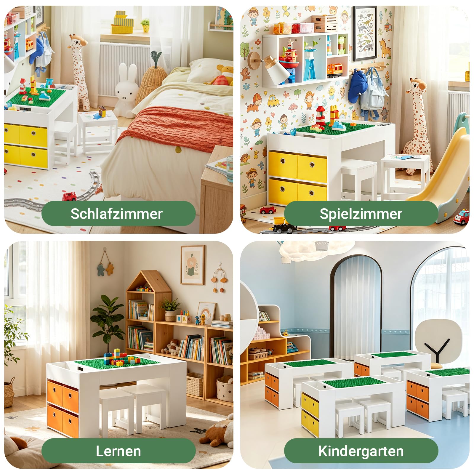 SoBuy Kindertisch mit 2 Stühlen Kinder Tisch Stuhl Set Kindersitzgruppe mit Stauraum Spieltisch und Aktivitätstisch für Kinderzimmer Weiß 87x50x50cm KMB75-W