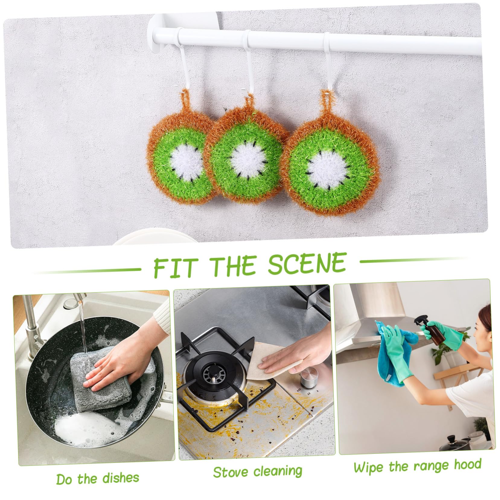 NAMOARLY Non-Shrinking Vegetable Scrubbers Dish Towel Set Cartoon Design for Easy Kitchen Cleaning