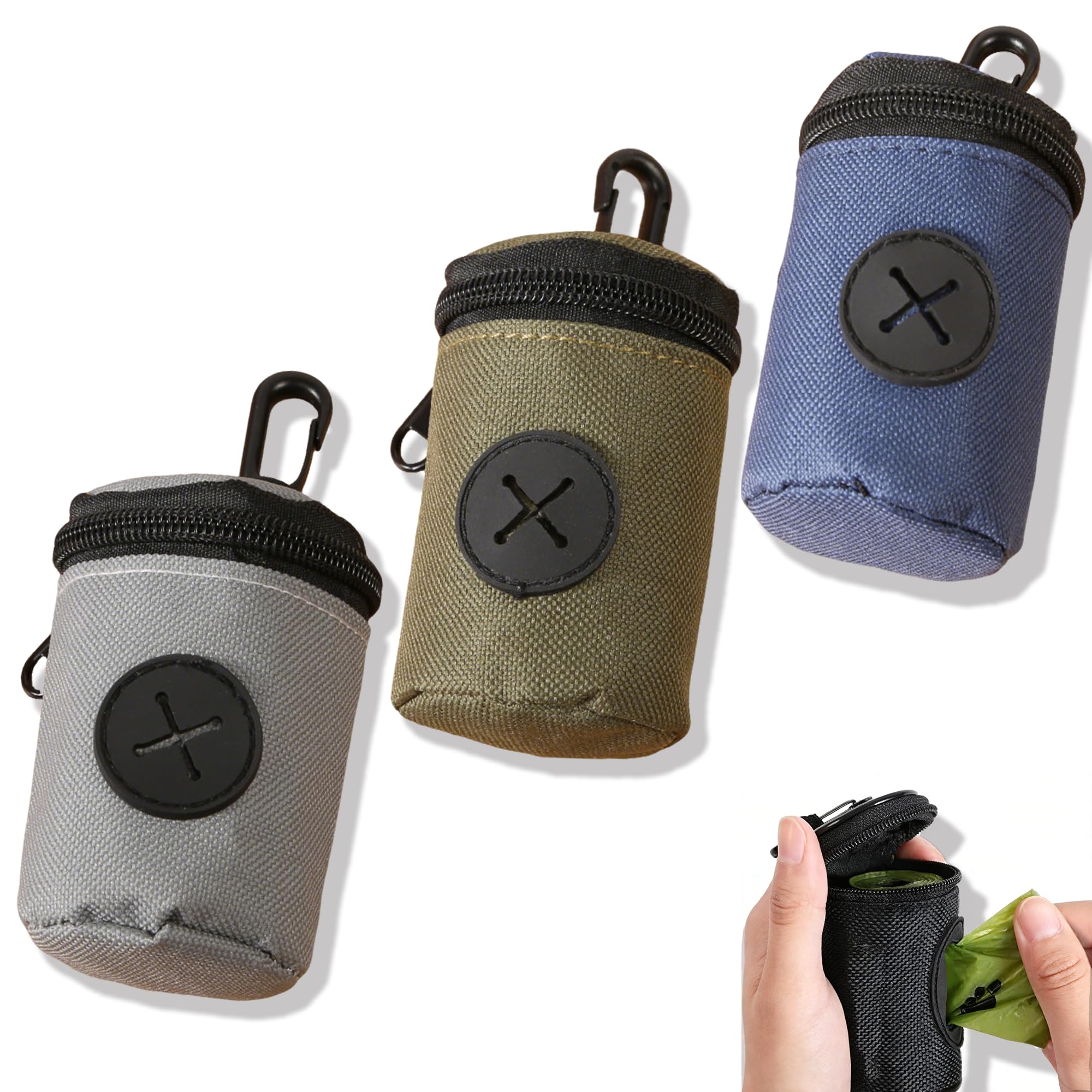 XIYING 3 Pcs Dog Poop Bag Holder, Poo Bag Holder for Dogs, Dog Poo Poop Bags Dispenser with Clip for Walking and Hiking Pooper Scoopers and Bags, Lightweight Portable, Hands-Free