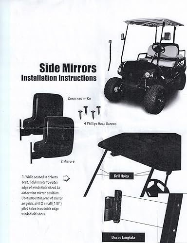 Miniatura 3 de Espejos laterales para carrito de golf 1 par de 2 ajustes para espejos E-Z-GO Club Car Yamaha TXT DS Drive G22 Precedent