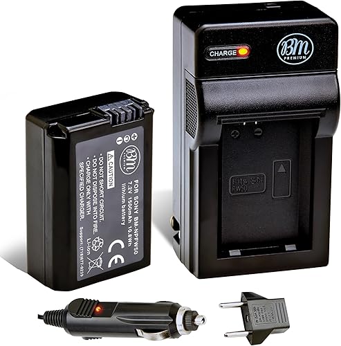BM NP-FW50 Batería y cargador para Sony ZV-E10, A6100, Alpha a99 II, a3000, a5000, a6000, a6300, a6400, a6500, Alpha 7, a7, Alpha 7R, a7R, A7S,